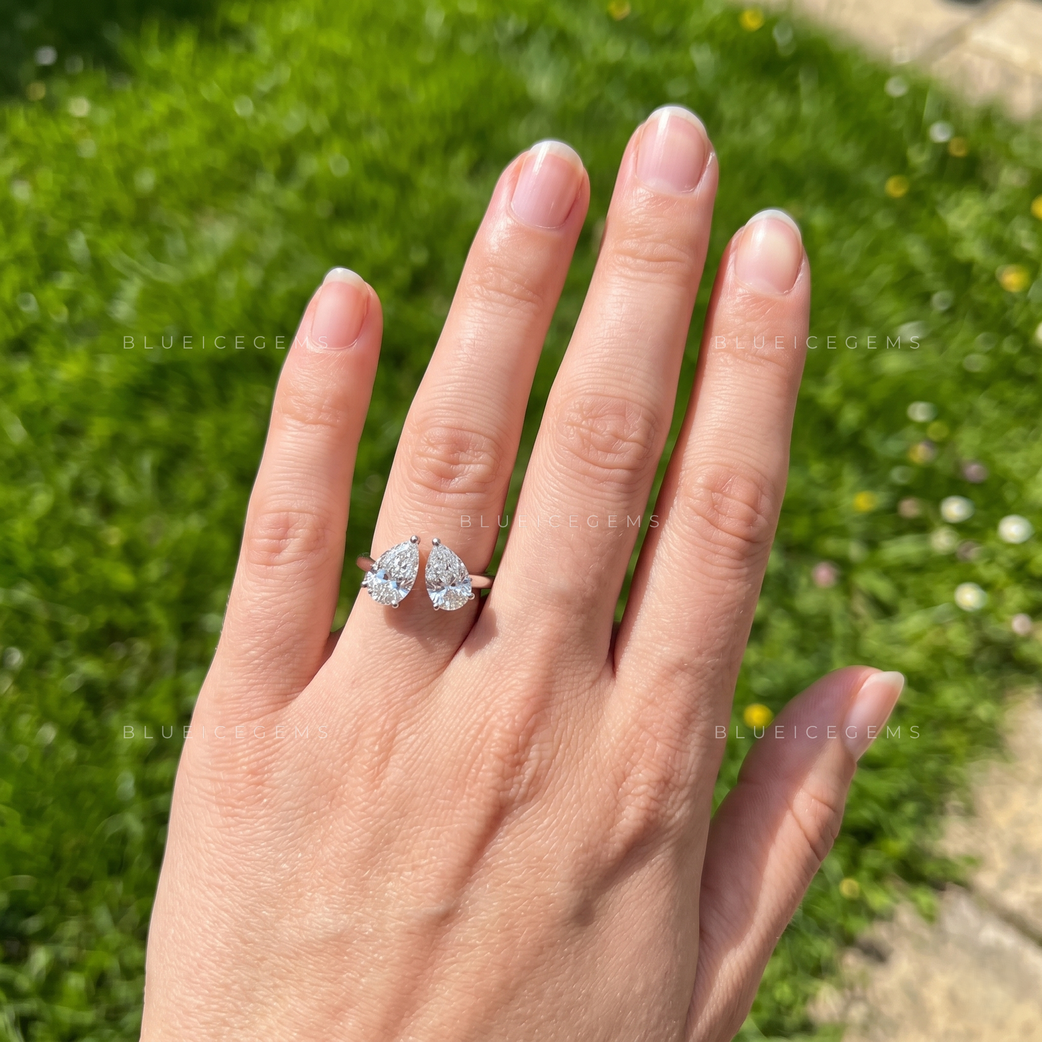 Duet of Love Toi et Moi Double Pear Cut Two Stone Engagement Ring