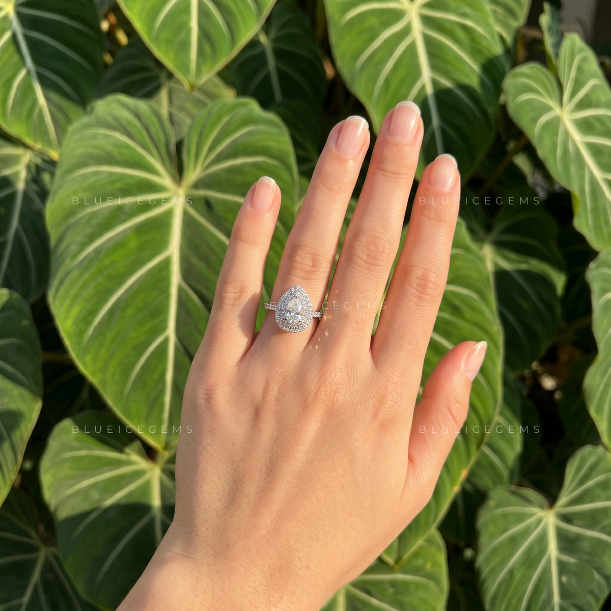Luminous Majesty Pear Cut Double Halo Engagement Ring