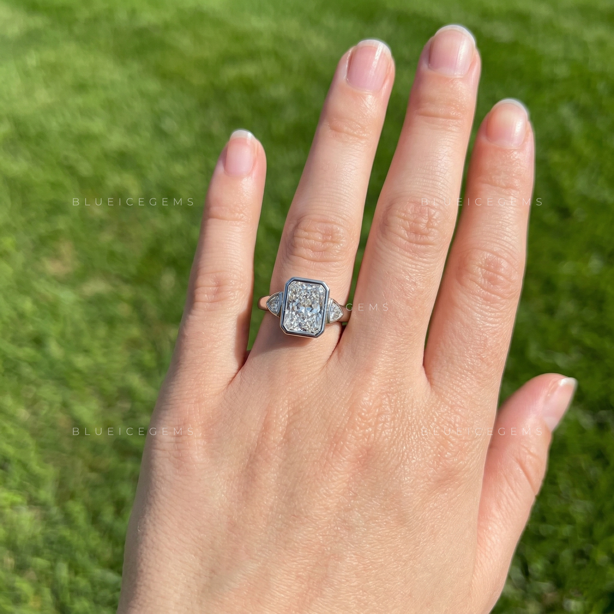 Modern Brilliance Radiant and Trillion Cut Trilogy Ring