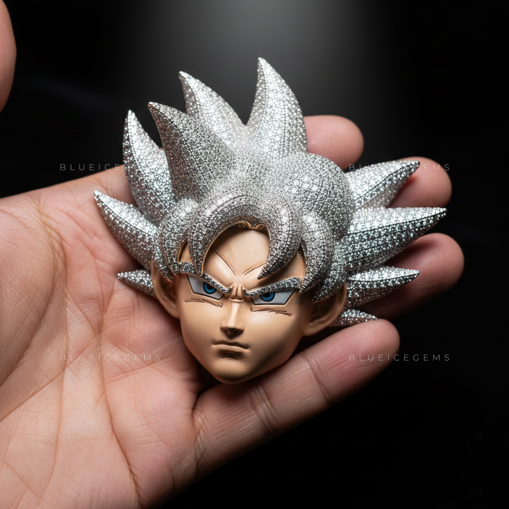 The "Ultra Instinct" Warrior: 3D Anime Portrait & Iced-Out Spiked Sovereign