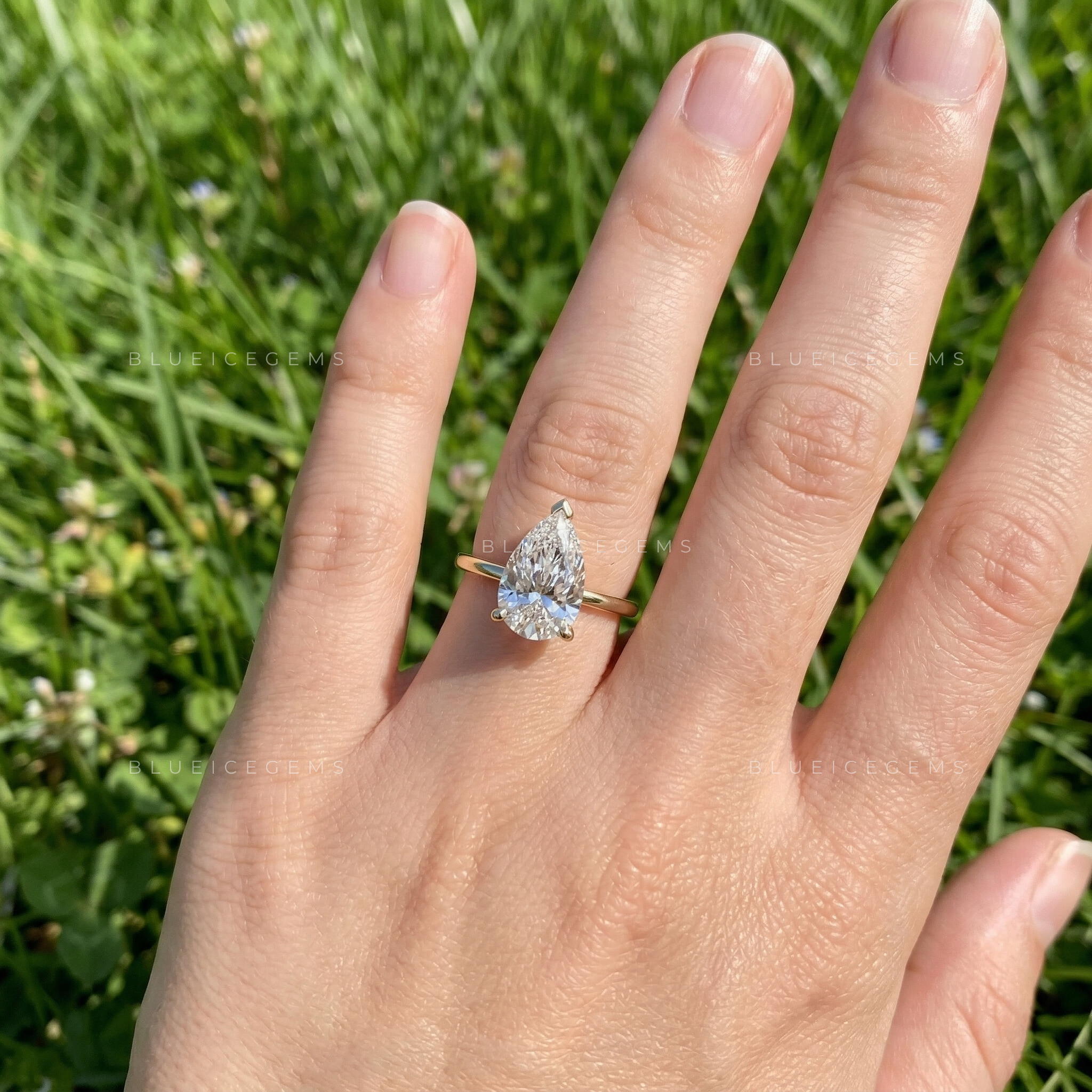 Majestic Grace Pear Cut Solitaire Ring