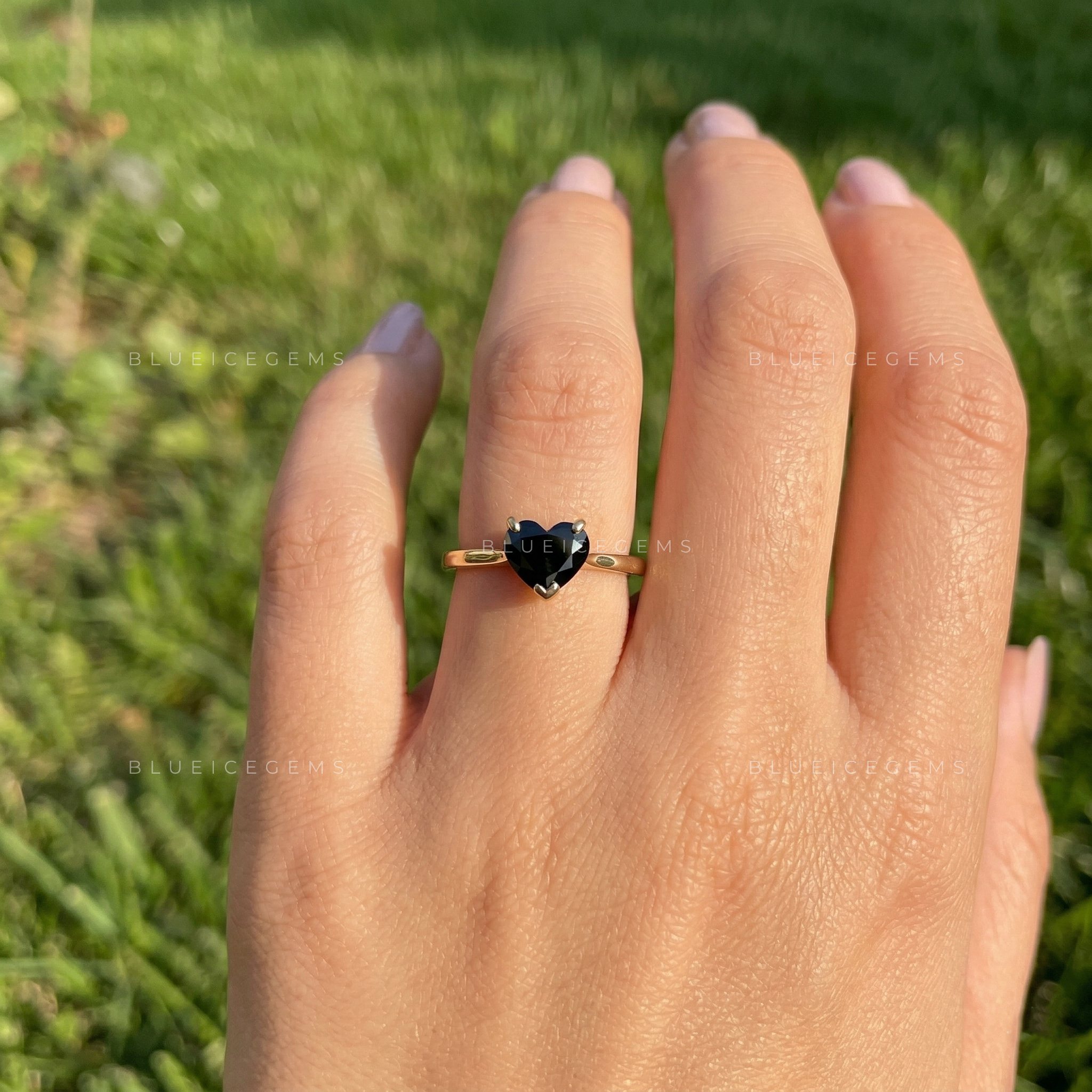 Midnight Noir Heart Cut Black Moissanite Solitaire Ring