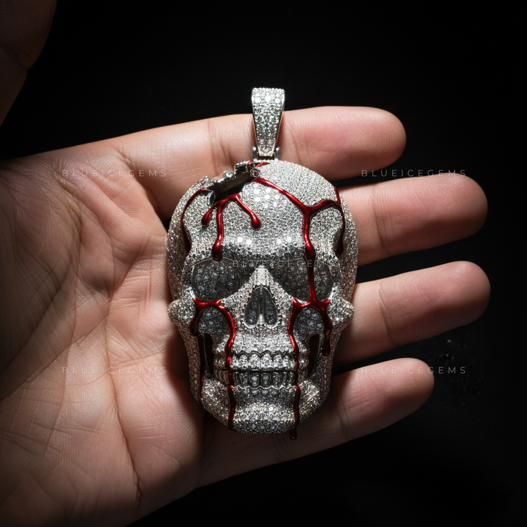 The "Bleeding Skull" Sovereign: Full-Frost Cranium & Crimson Gore Enamel