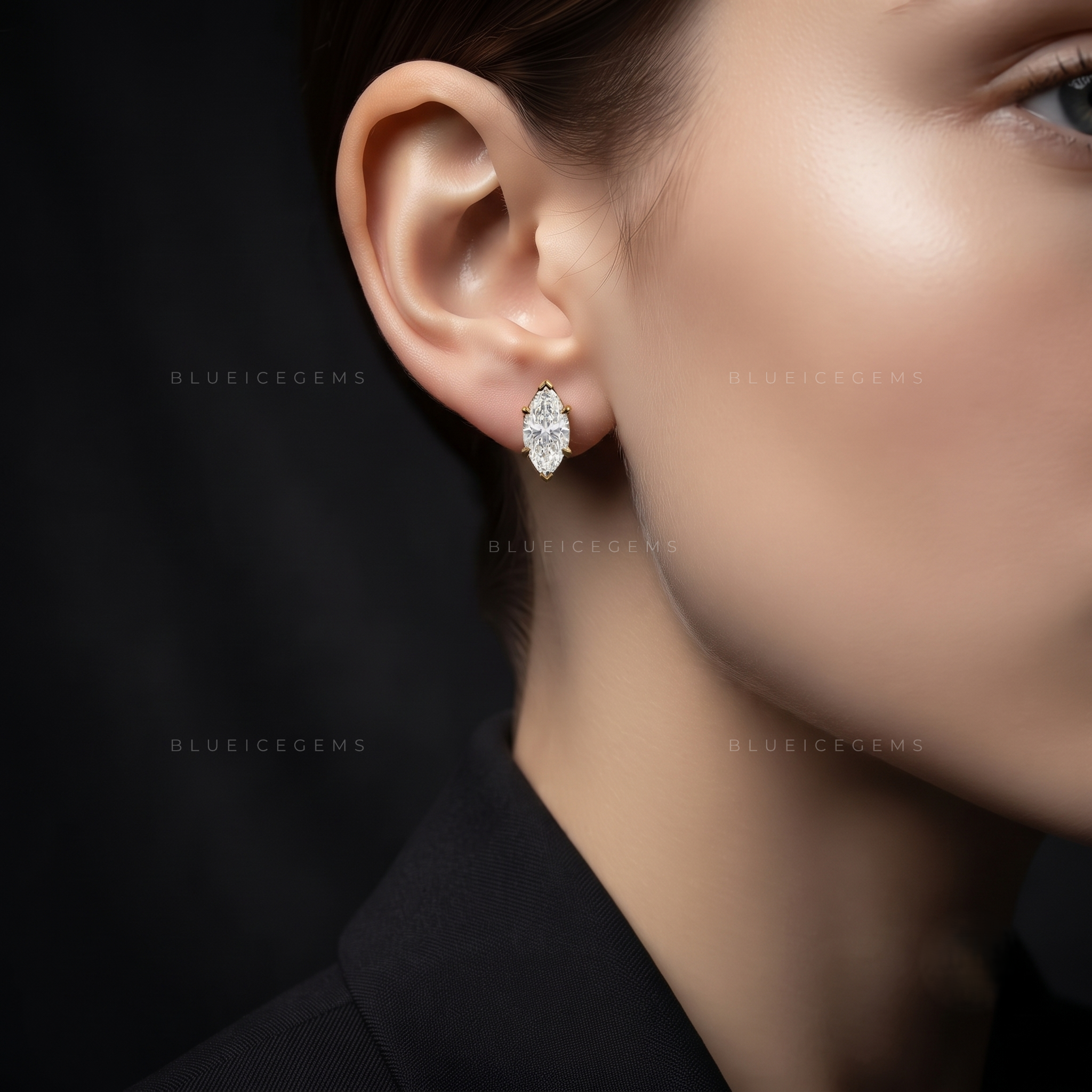 Silhouette Marquise Diamond Six-Prong Stud Earrings