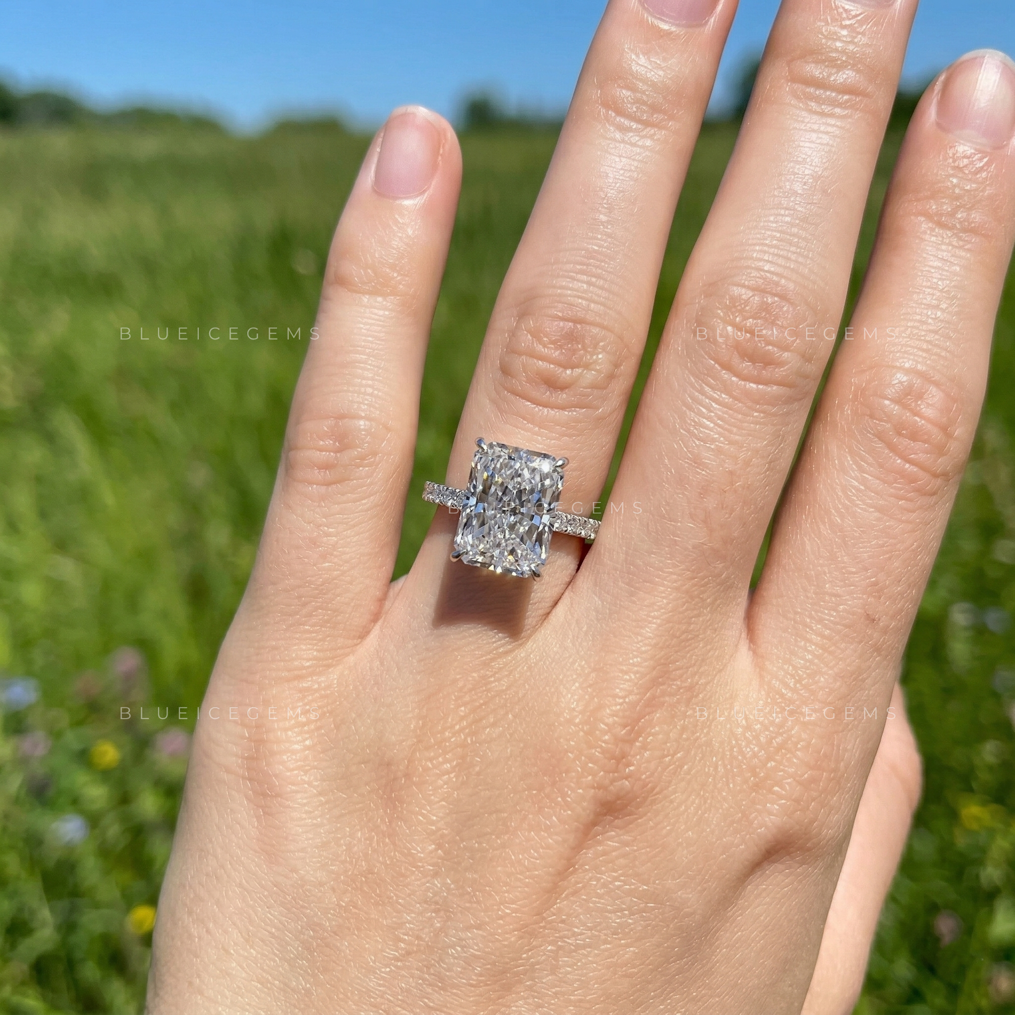 Electric Radiance Radiant Cut Pavé Engagement Ring