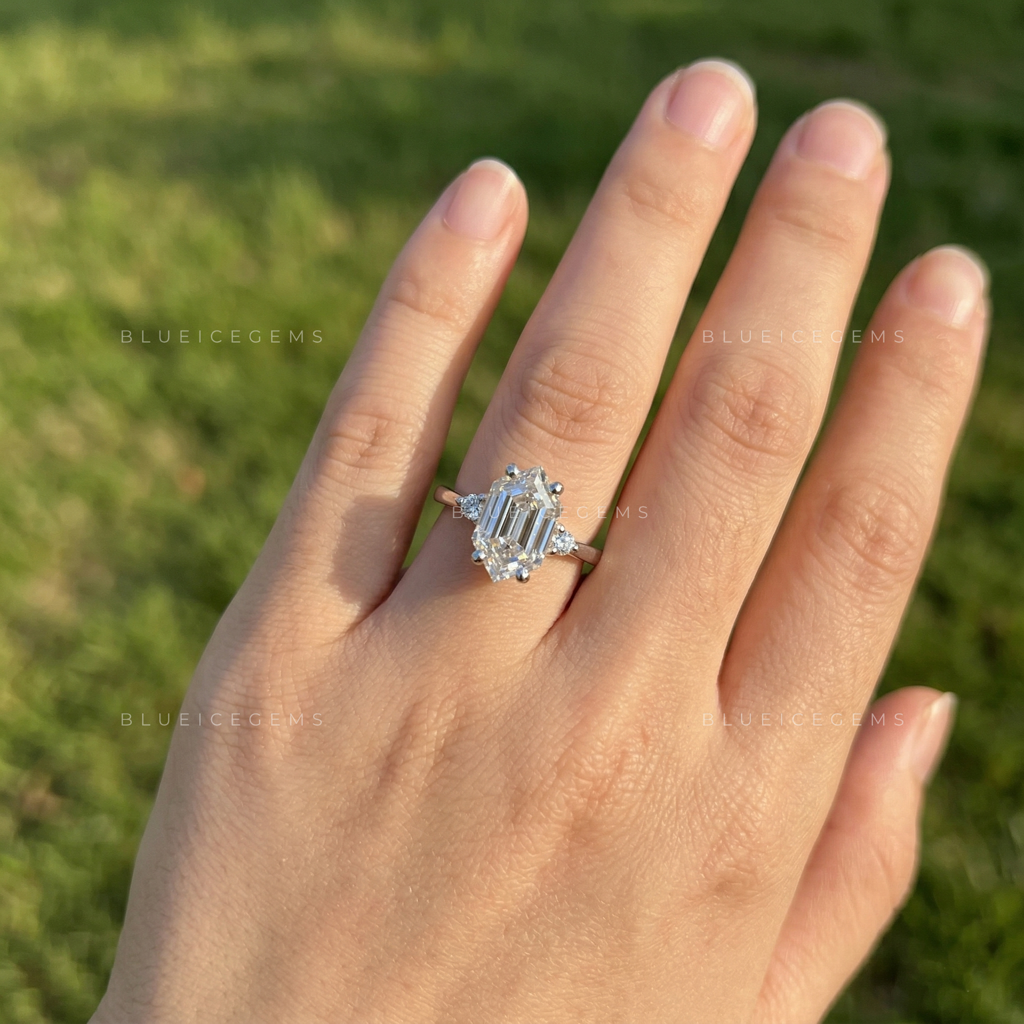 Architectural Allure Hexagon Step Cut Solitaire with Accents