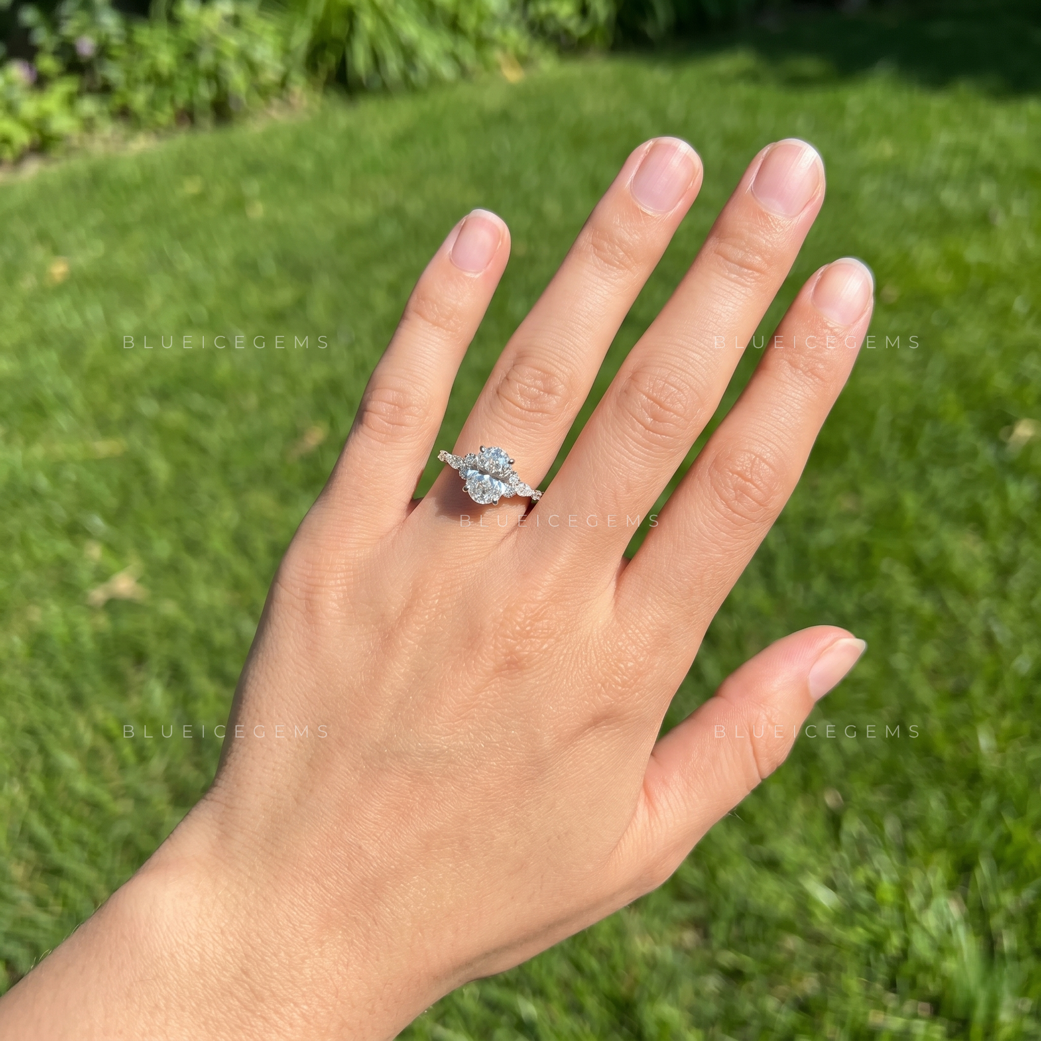 Elegant Grace Oval Cut Hidden Halo Engagement Ring