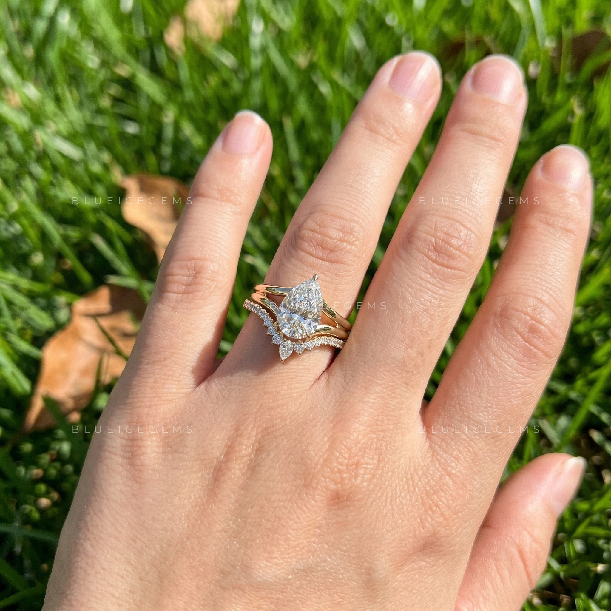 Celestial Pear Cut Engagement Set: The Ultimate Tiara Stacker