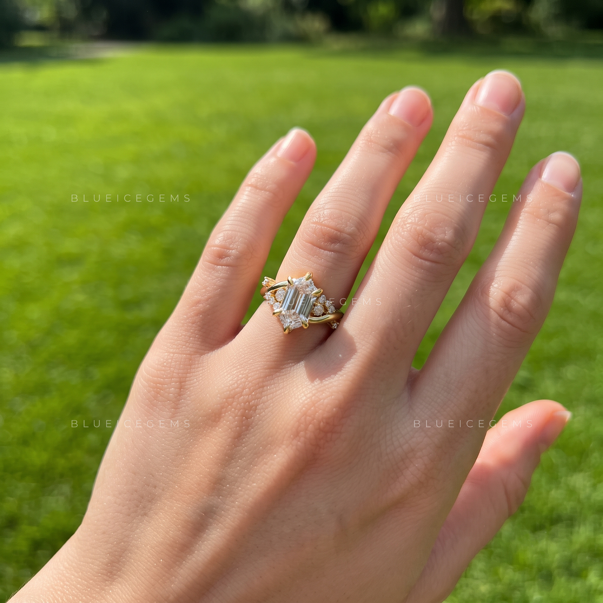 Wildvine Elongated Hexagon Twisted Engagement Ring