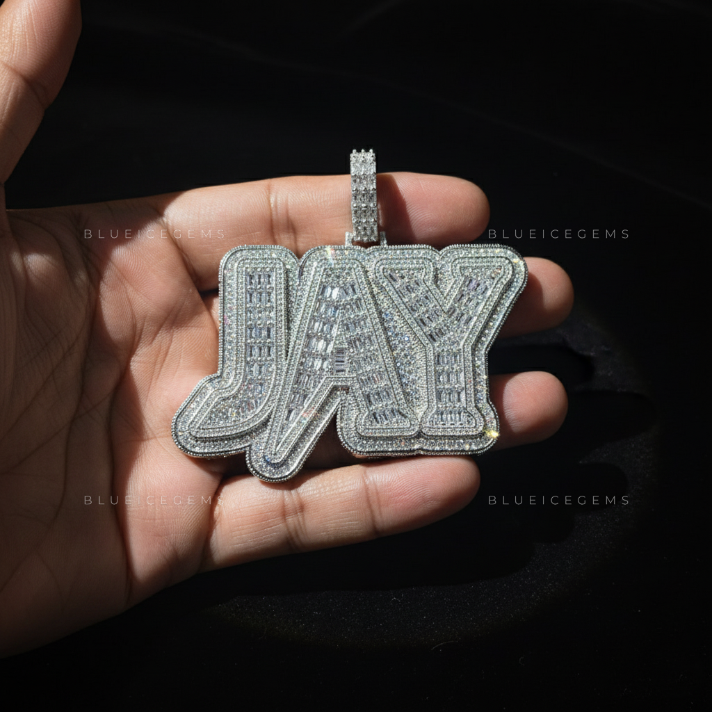 "JAY" Custom Baguette & Round Diamond Pendant