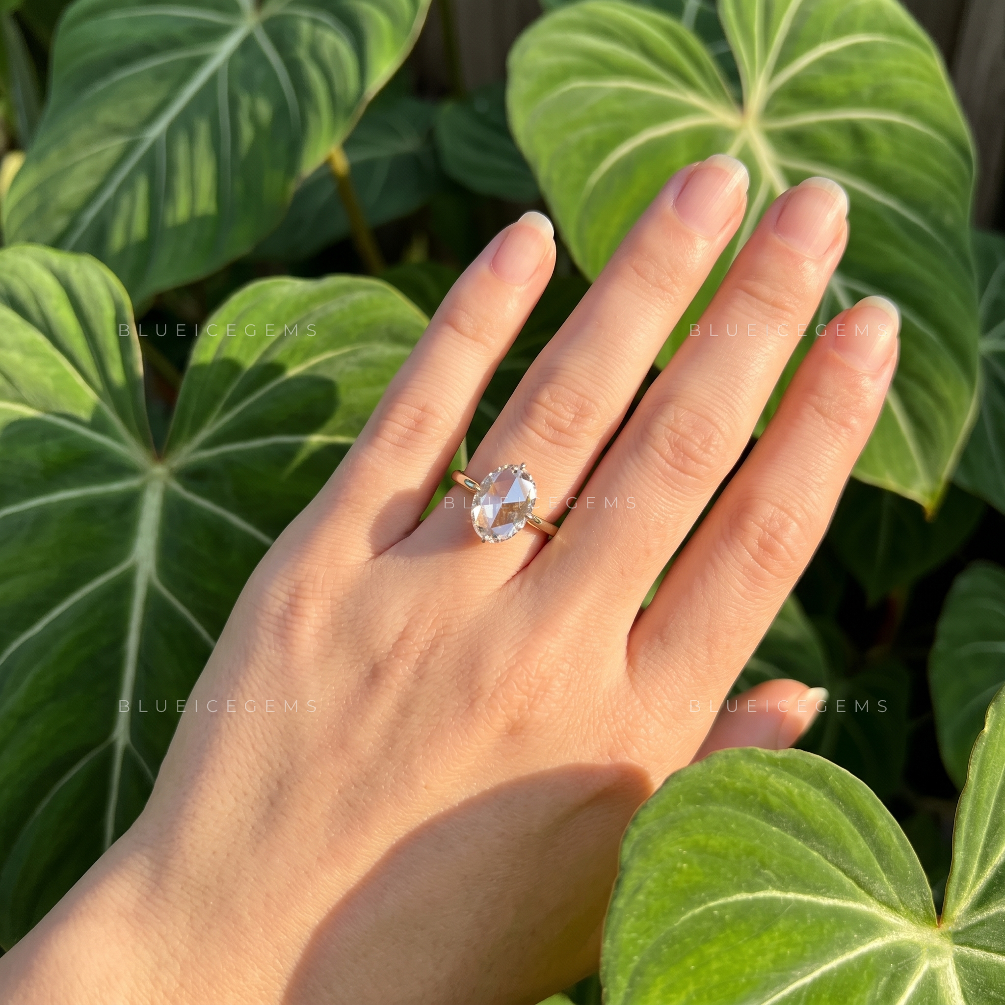 Vintage Elegance Oval Rose Cut Solitaire Open Gallery Ring