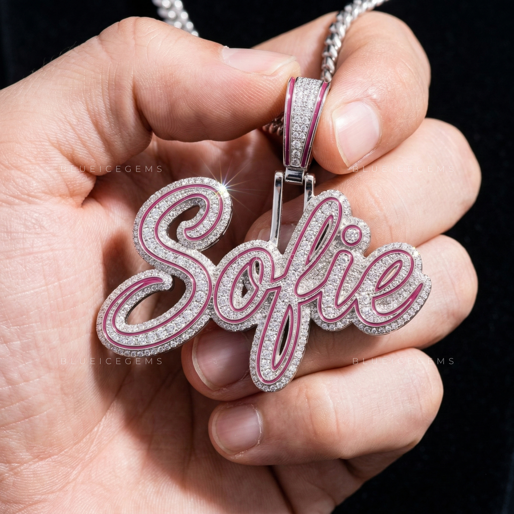 The "Sofie" Signature: Cursive Fluidity & Magenta Enamel Sovereign