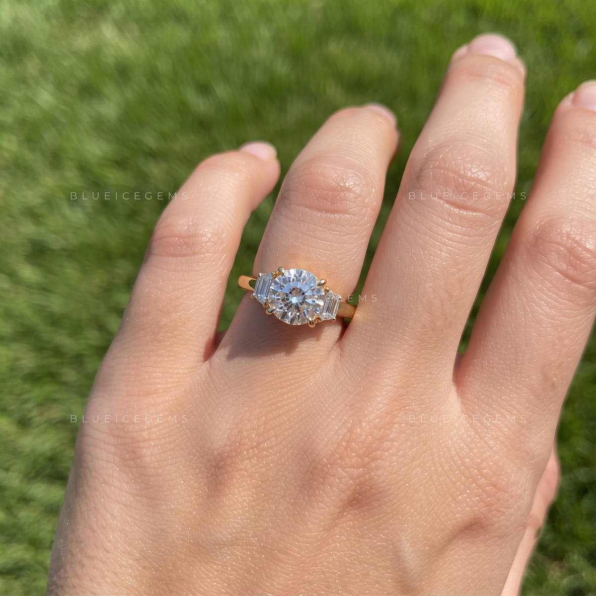 Portofino Three-Stone Portuguese Cut Engagement Ring