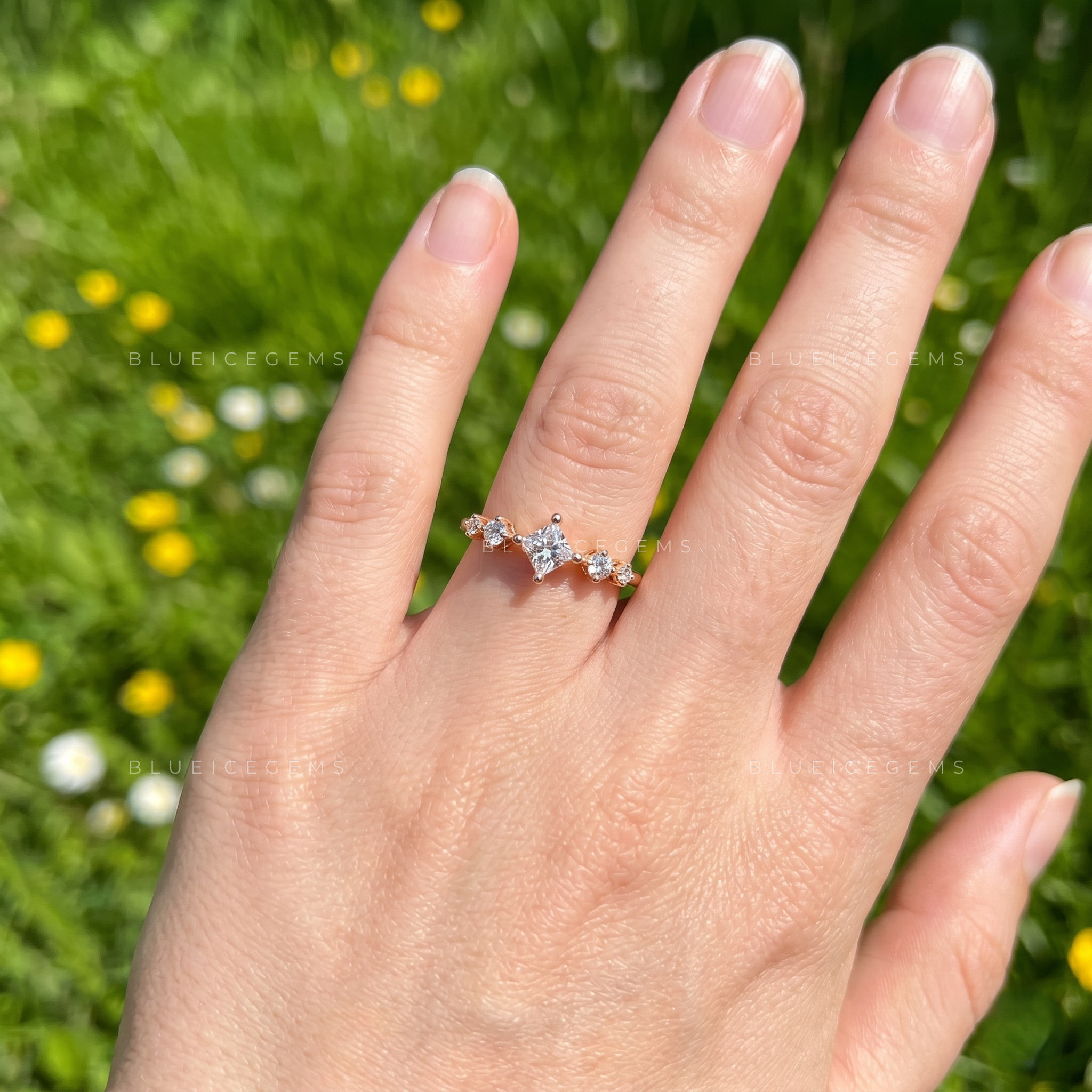 Modern 5-Stone Architectural Engagement Ring for Her