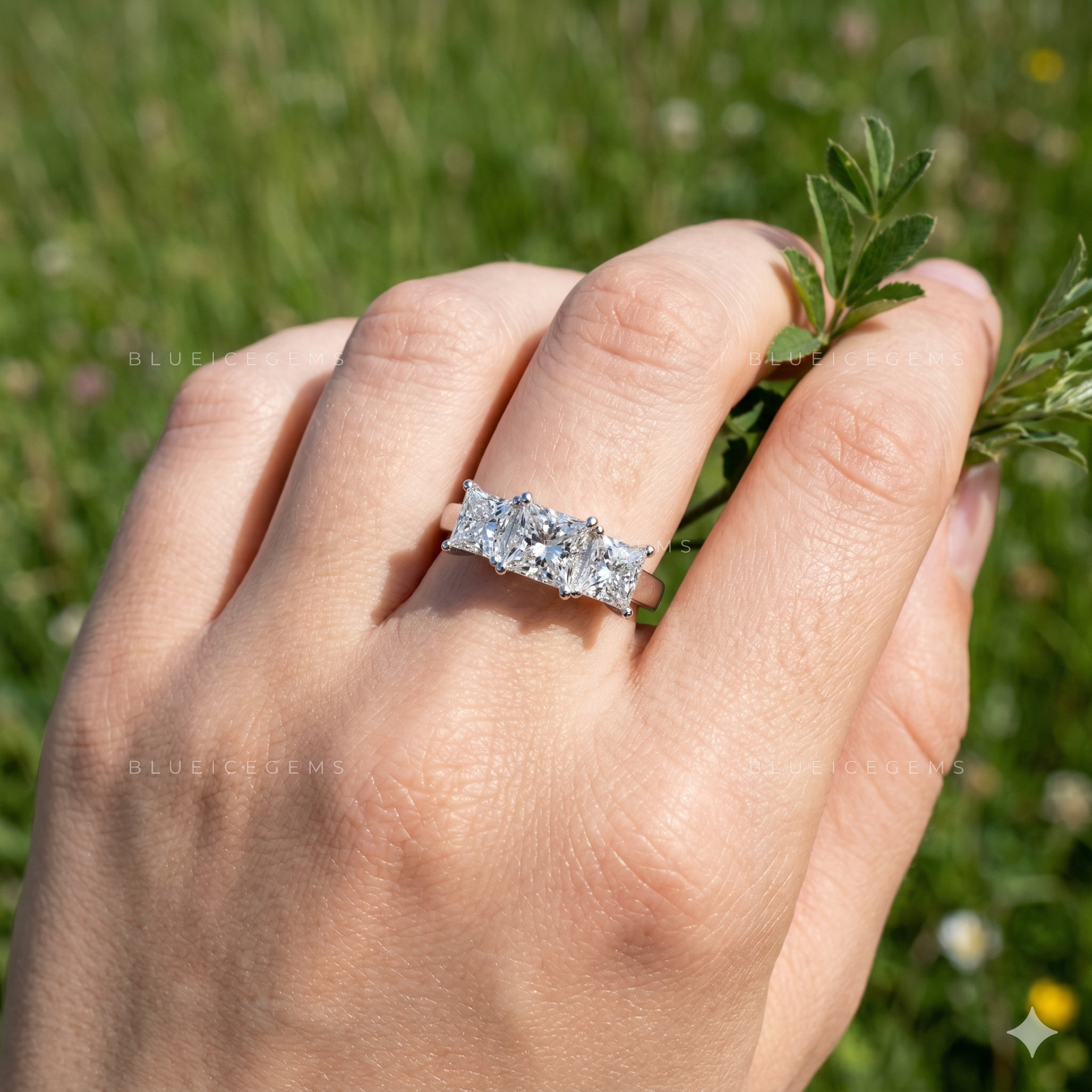 Modern Grandeur Princess Cut Trilogy Engagement Ring