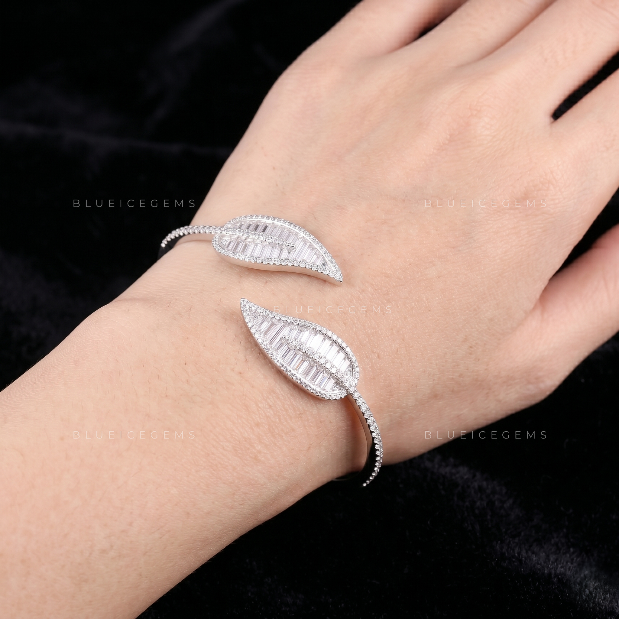 Botanical Radiance Baguette & Round-Cut Leaf Bangle