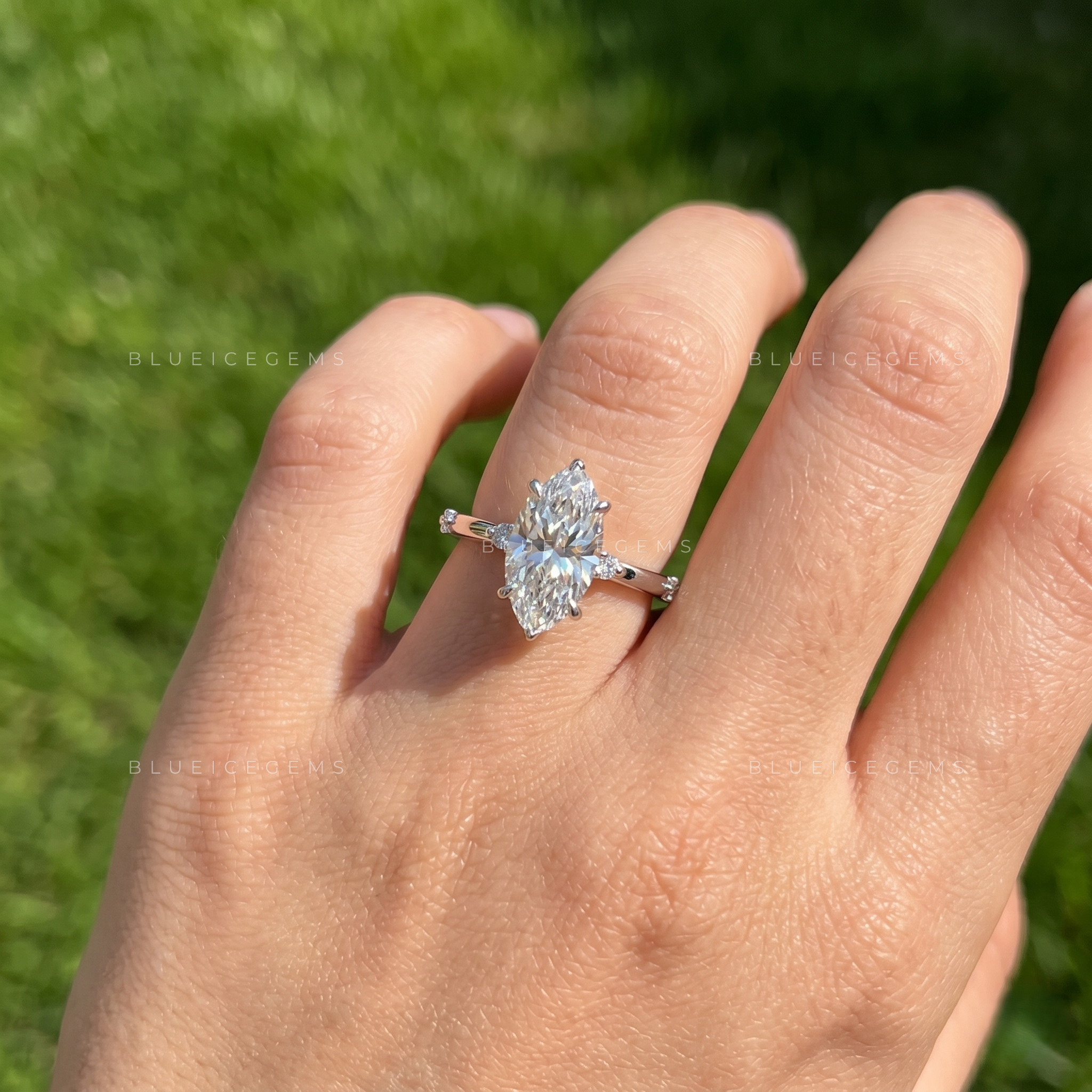 Vintage-Soul Marquise Cut Secret Halo Delicate Keepsake Proposal Ring