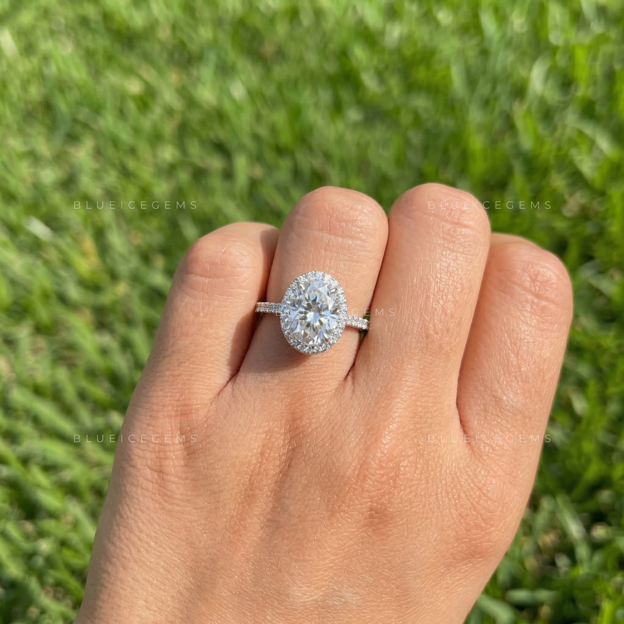 Ethereal Oval Cut Scalloped Halo Ring