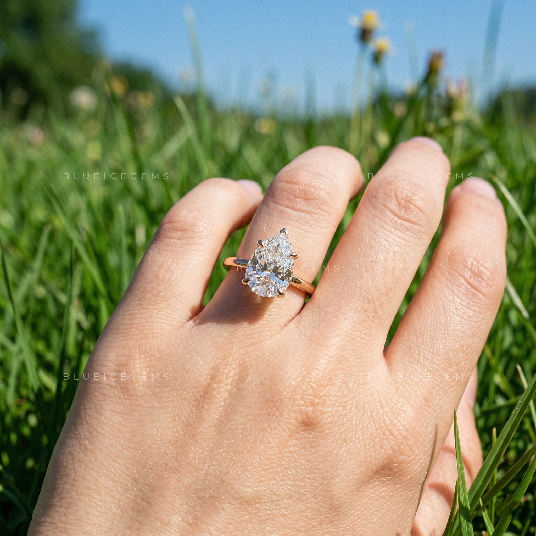 Elegant Radiance Pear Cut Solitaire Engagement Ring