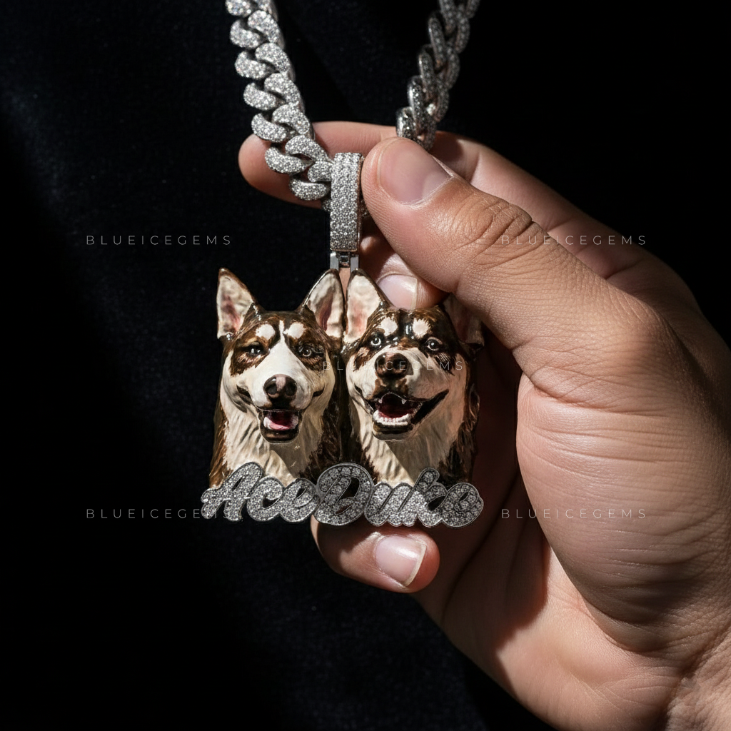 The "ACE & DUKE" Eternal Bond: Hand-Painted Hyper-Realistic Canine Portrait Pendant