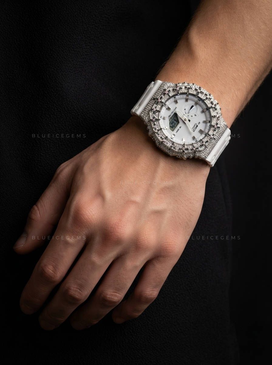 Cross Royale Iced Timepiece – Hand-Set Moissanite Bezel