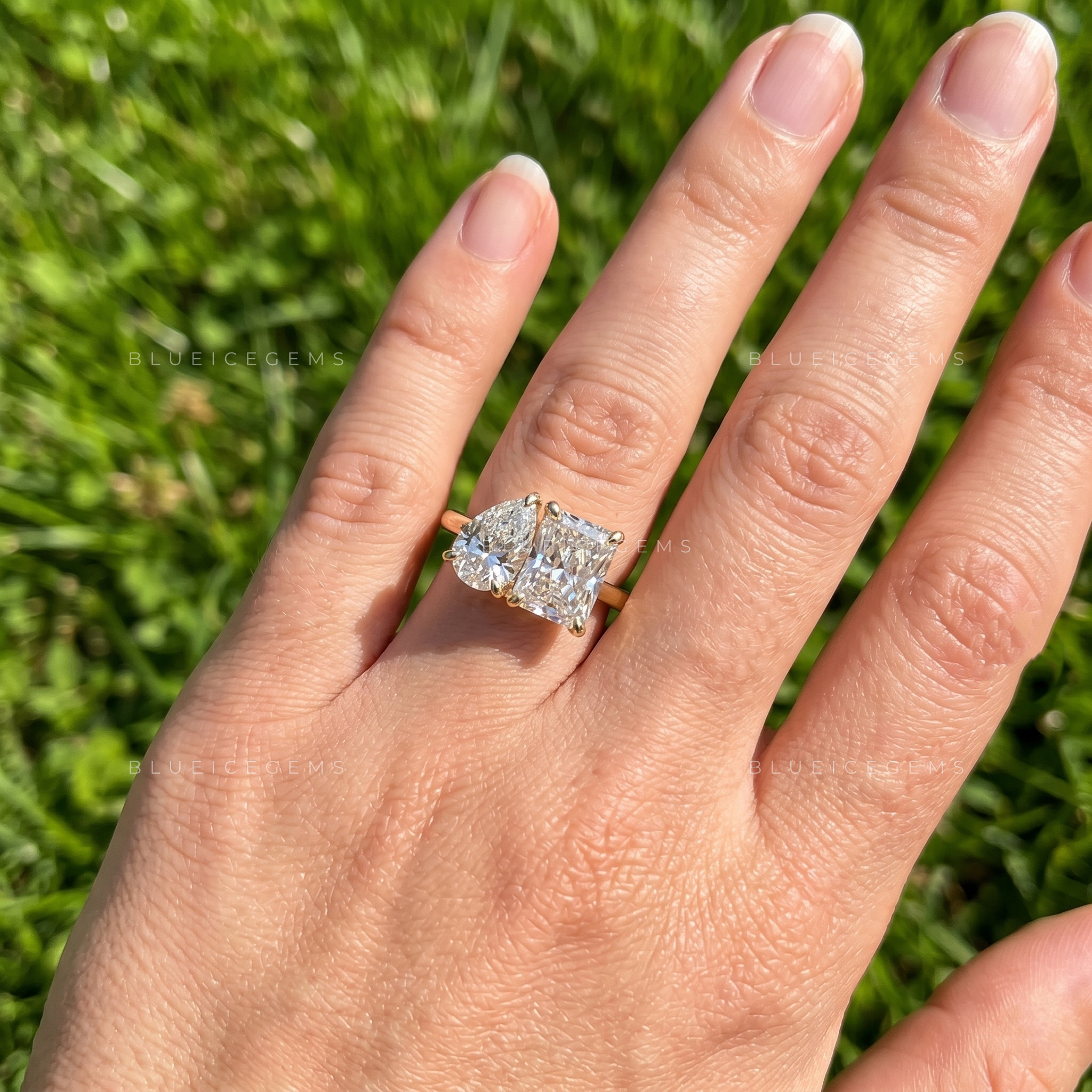 Luminous Elegance Radiant Cut Three Stone Engagement Ring