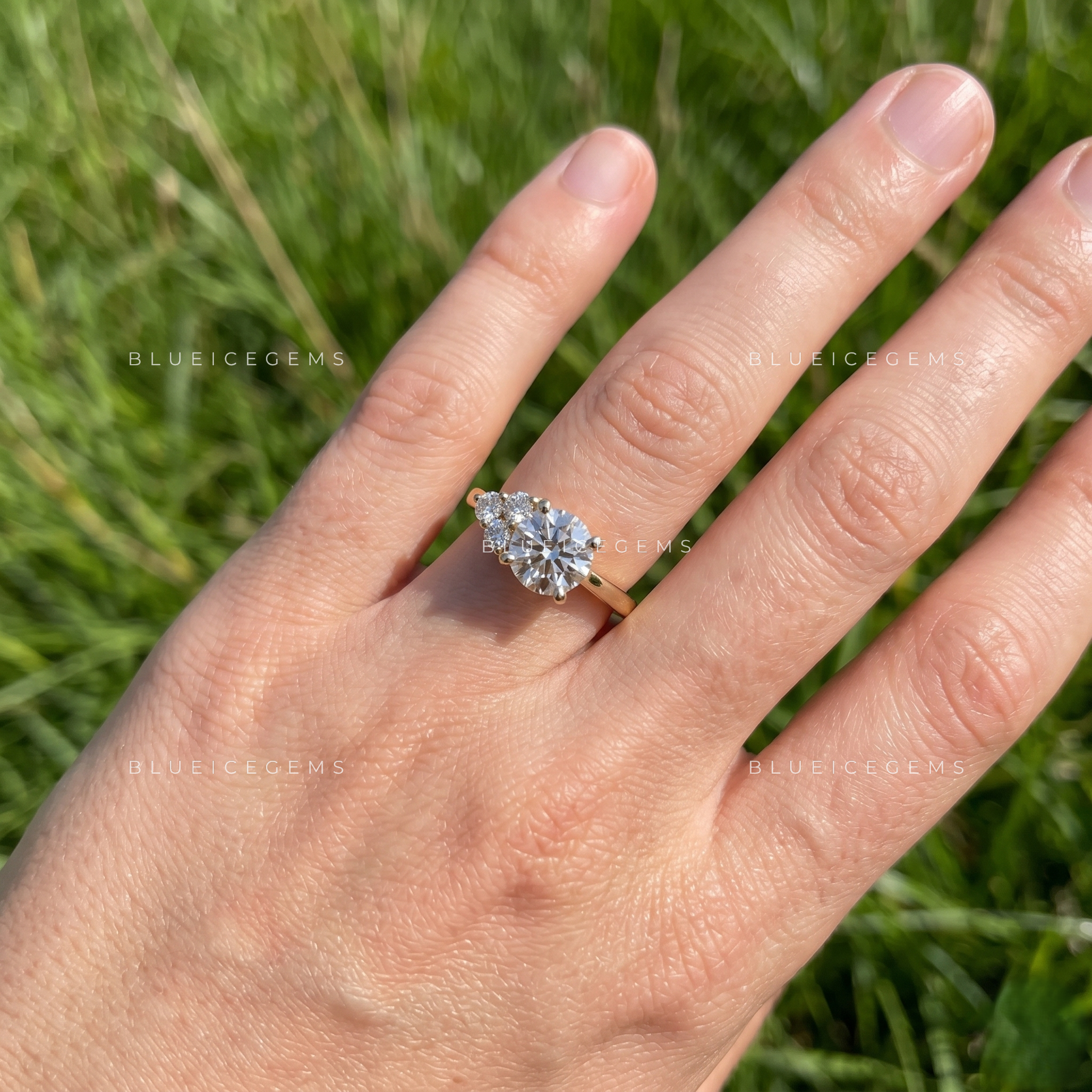 Trivara Round Cut Three Stone Engagement Ring