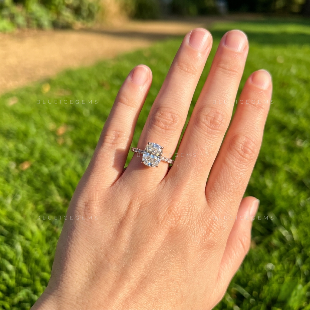 Regal Cushion Brilliant Cut Hidden Halo Artisan Engagement Ring