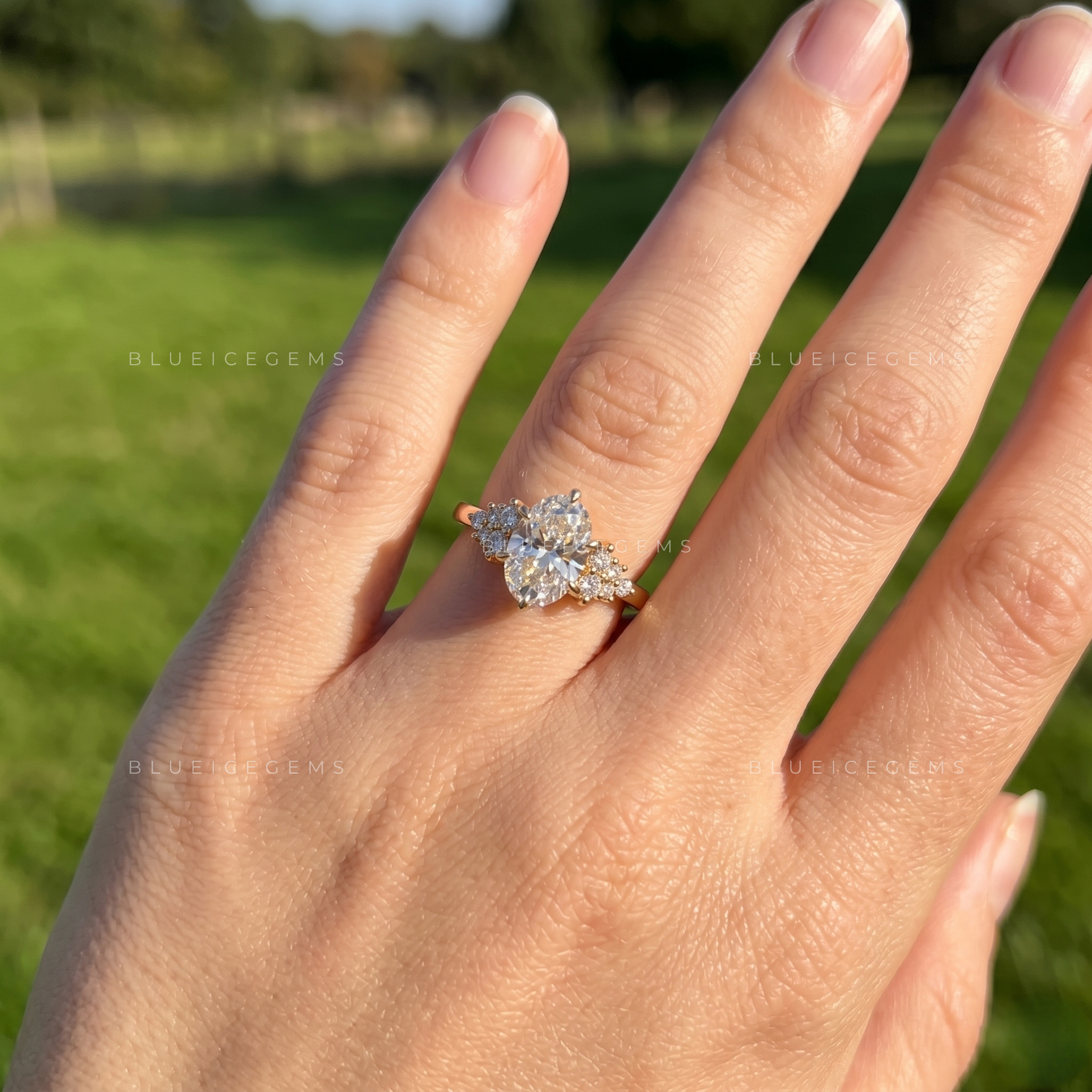 Serenade of Light Elongated Oval Pavé Engagement Ring