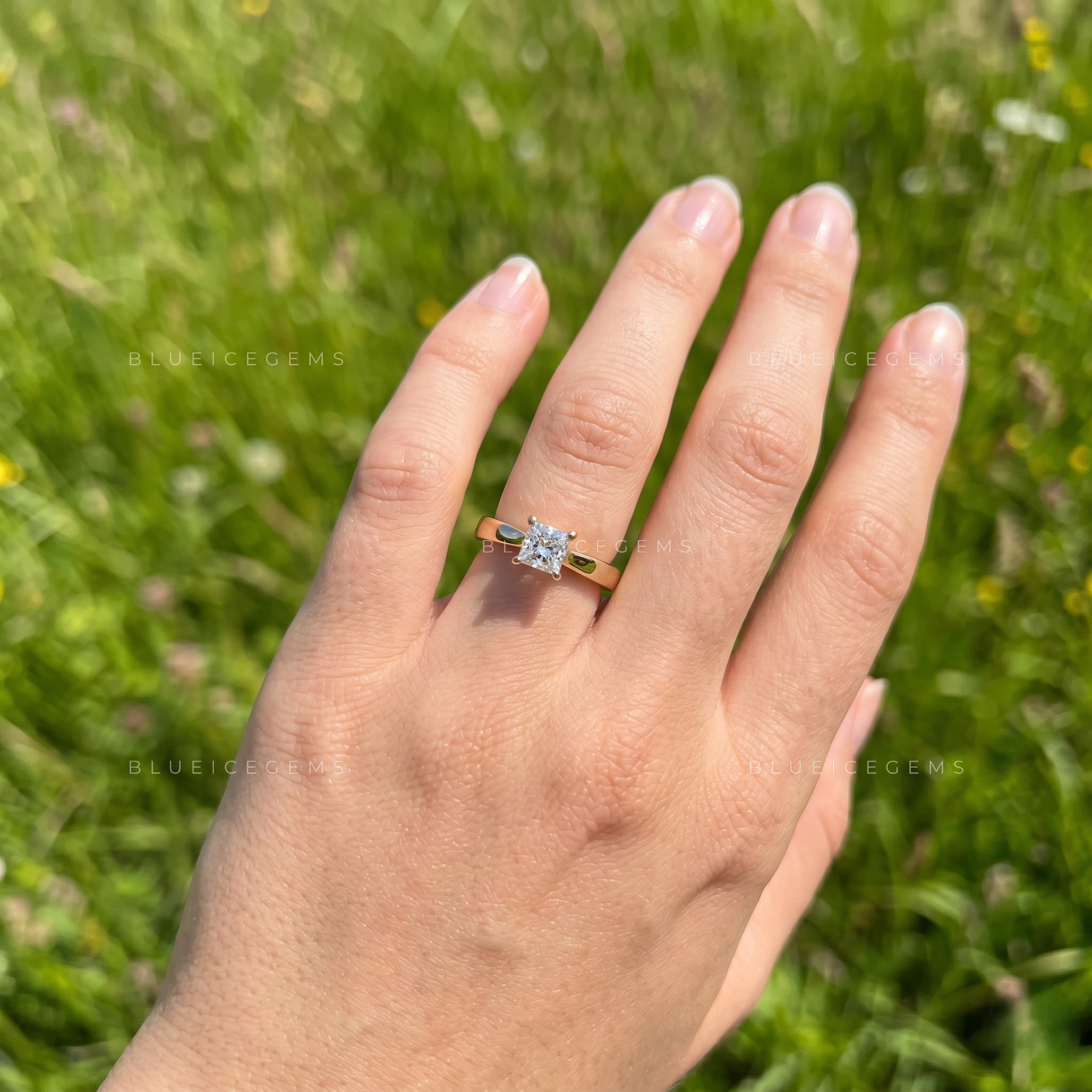 Elegant Allure Princess Cut Tapered Shank Engagement Ring