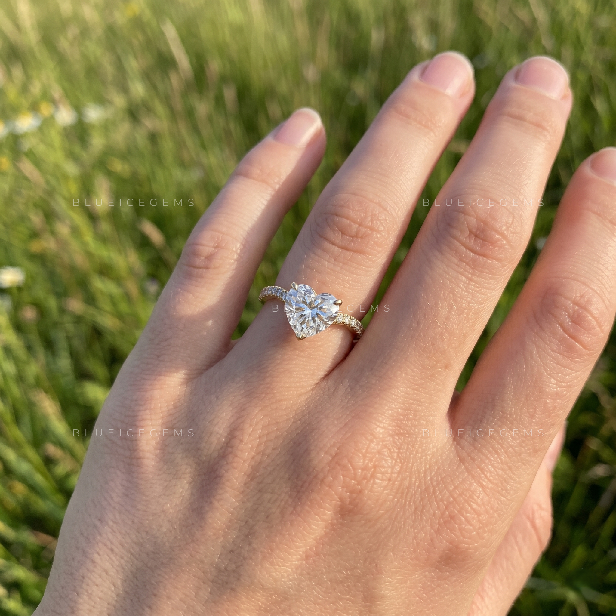 Devotion Elixir Heart Cut Pave Set Accent Engagement Ring