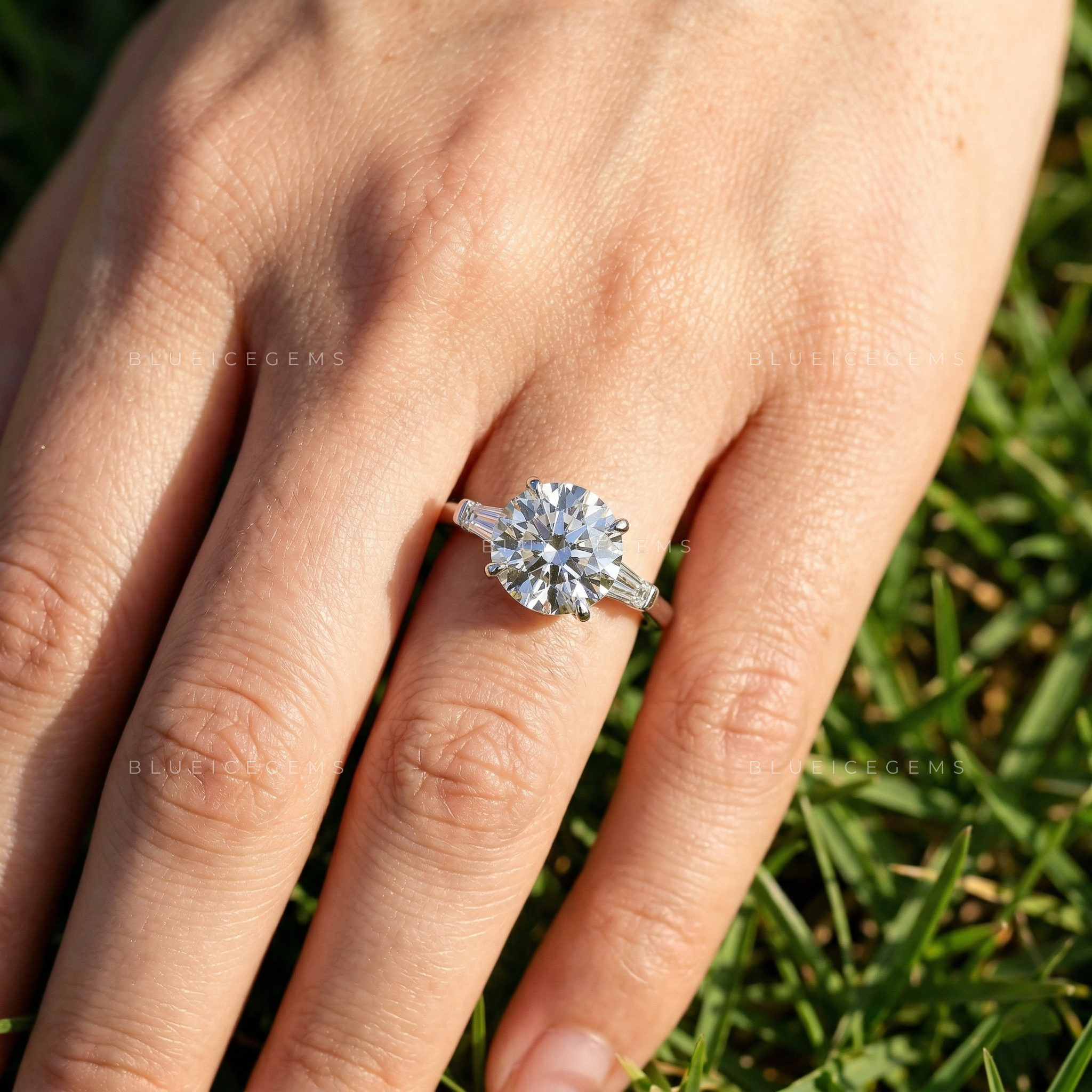The "Iconic Radiance" Round Statement: Bold Tapered Baguette Ring