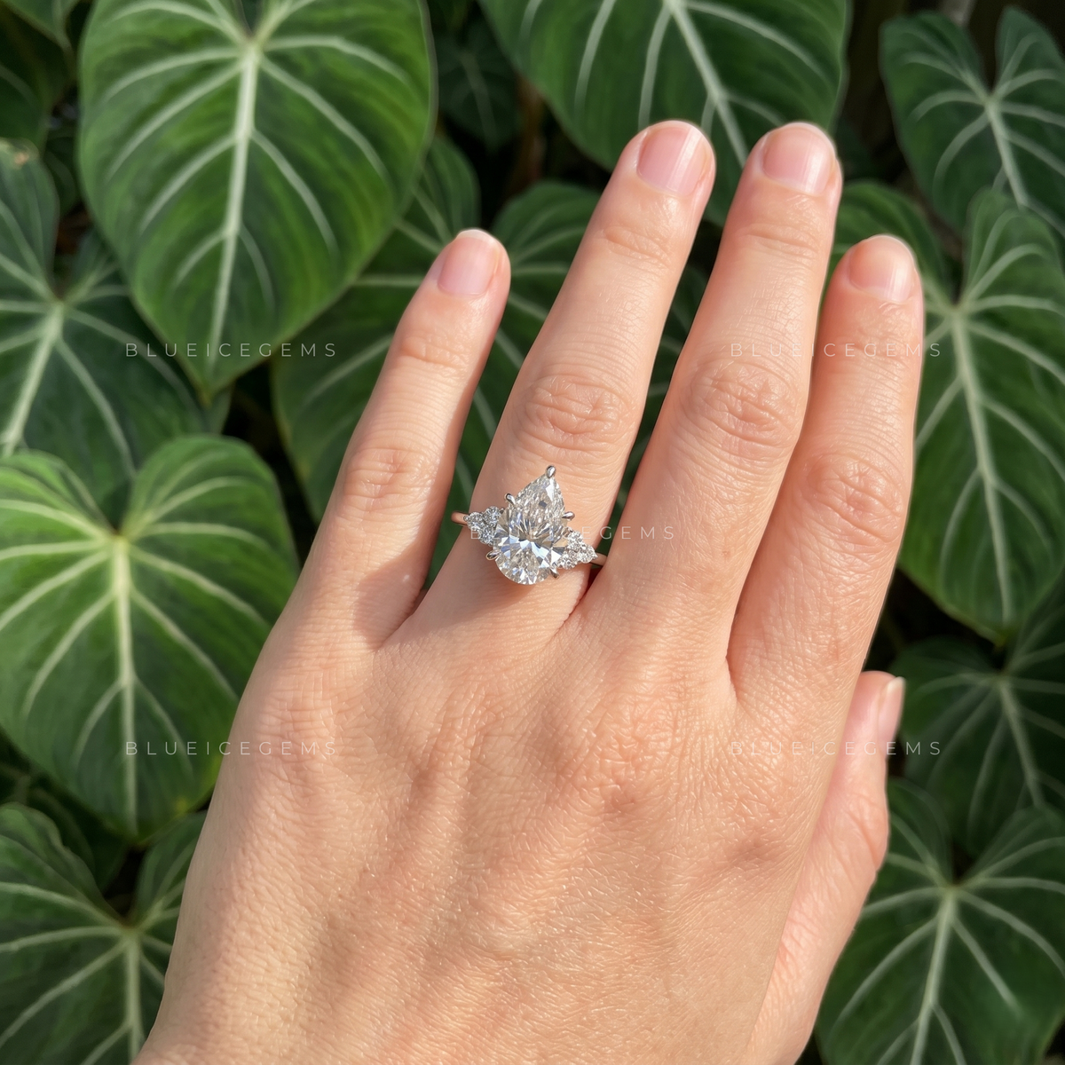 Enchanting Grace Pear Cut Claw Prong Solitaire Engagement Ring