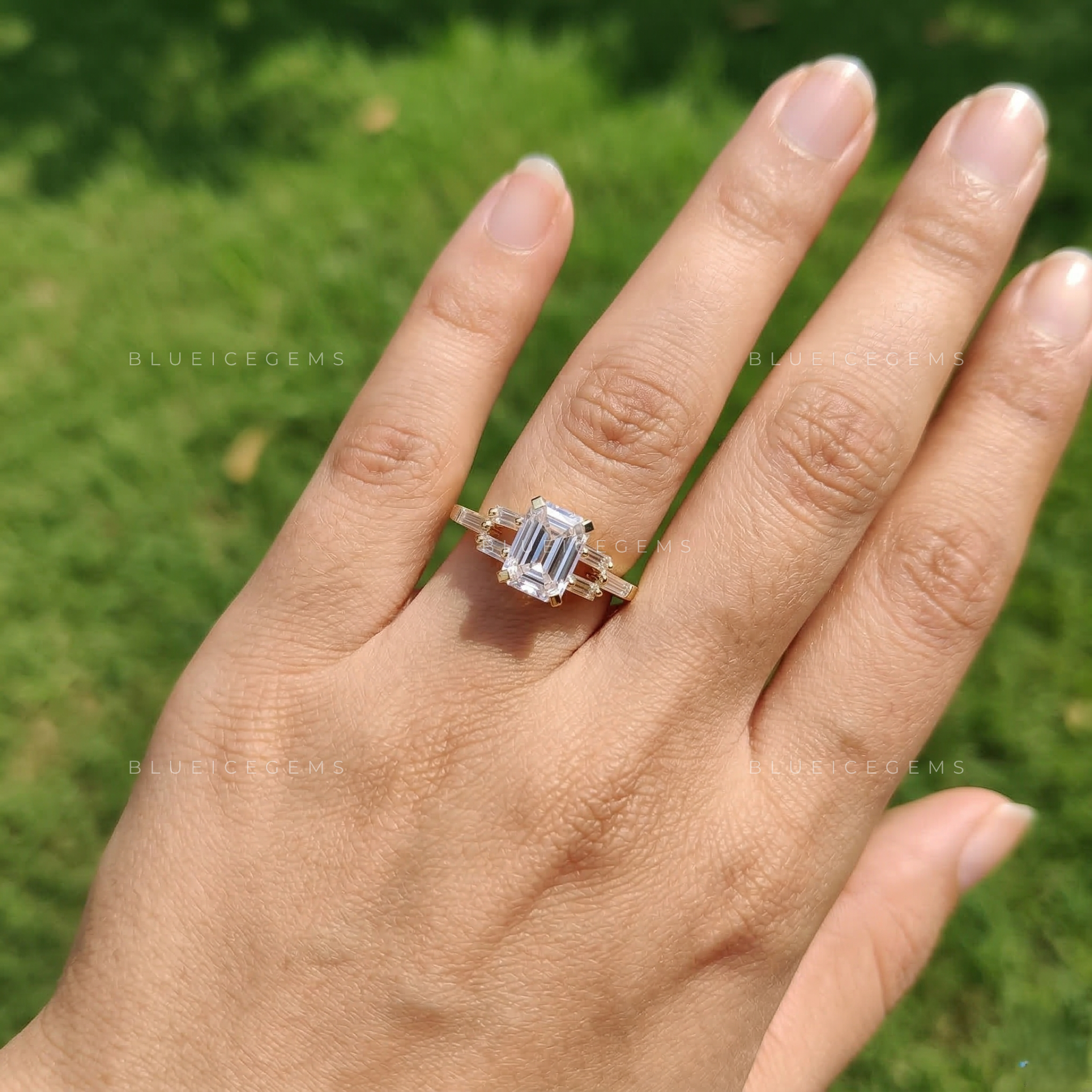 Architectural Elegance Emerald Cut Seven-Stone Ring