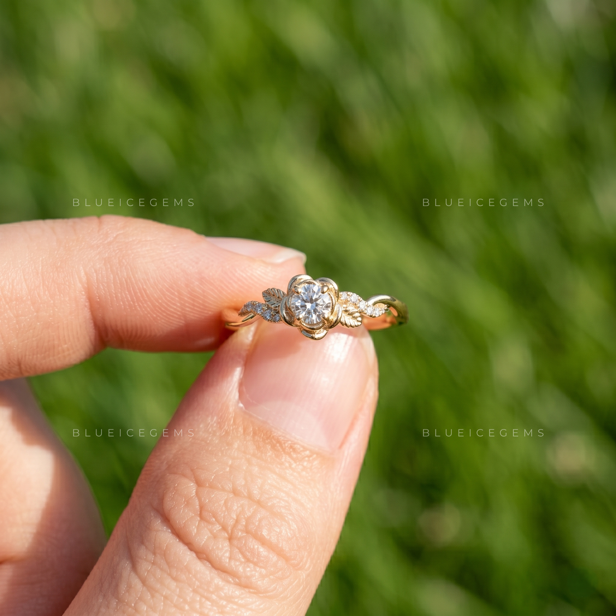 Celestial Sparkle Delicate Round Cut Accent Engagement Ring