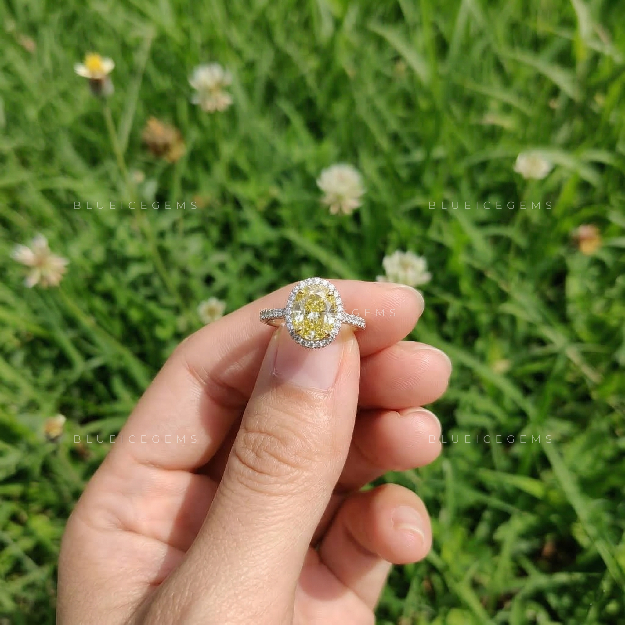 Radiant Canary Oval Cut Halo Ring