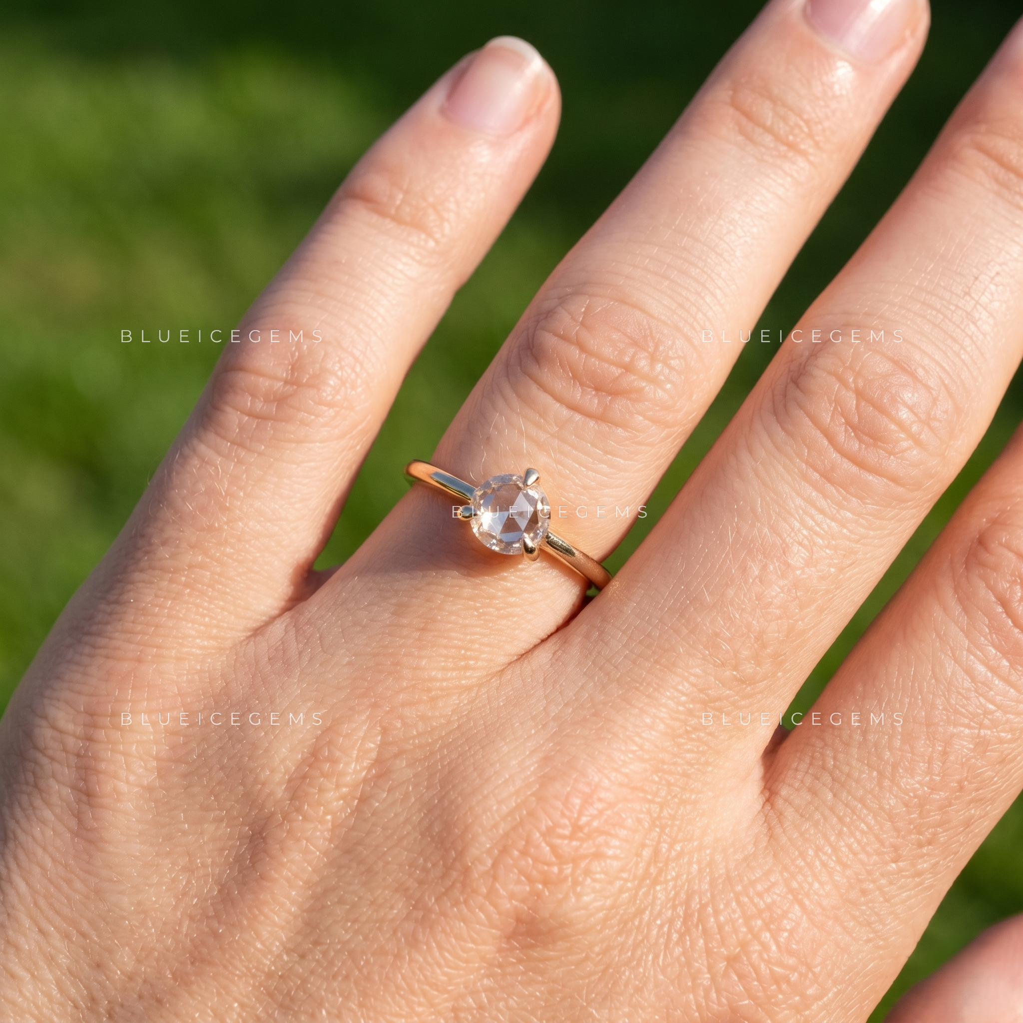 Vintage Romance Round Rose Cut Solitaire Ring