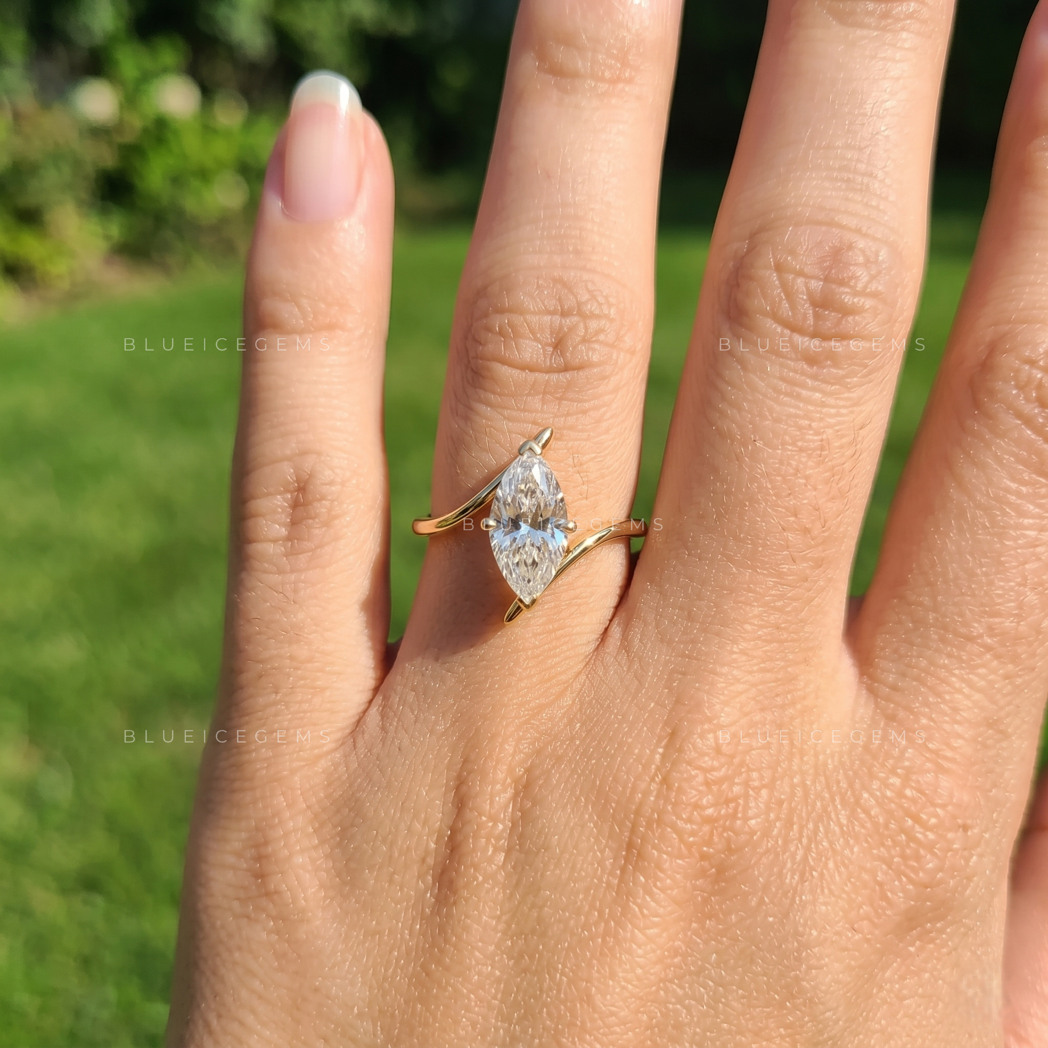 Product Title Infinite Allure Marquise Cut Six-Prong Curved Bypass Solitaire Ring