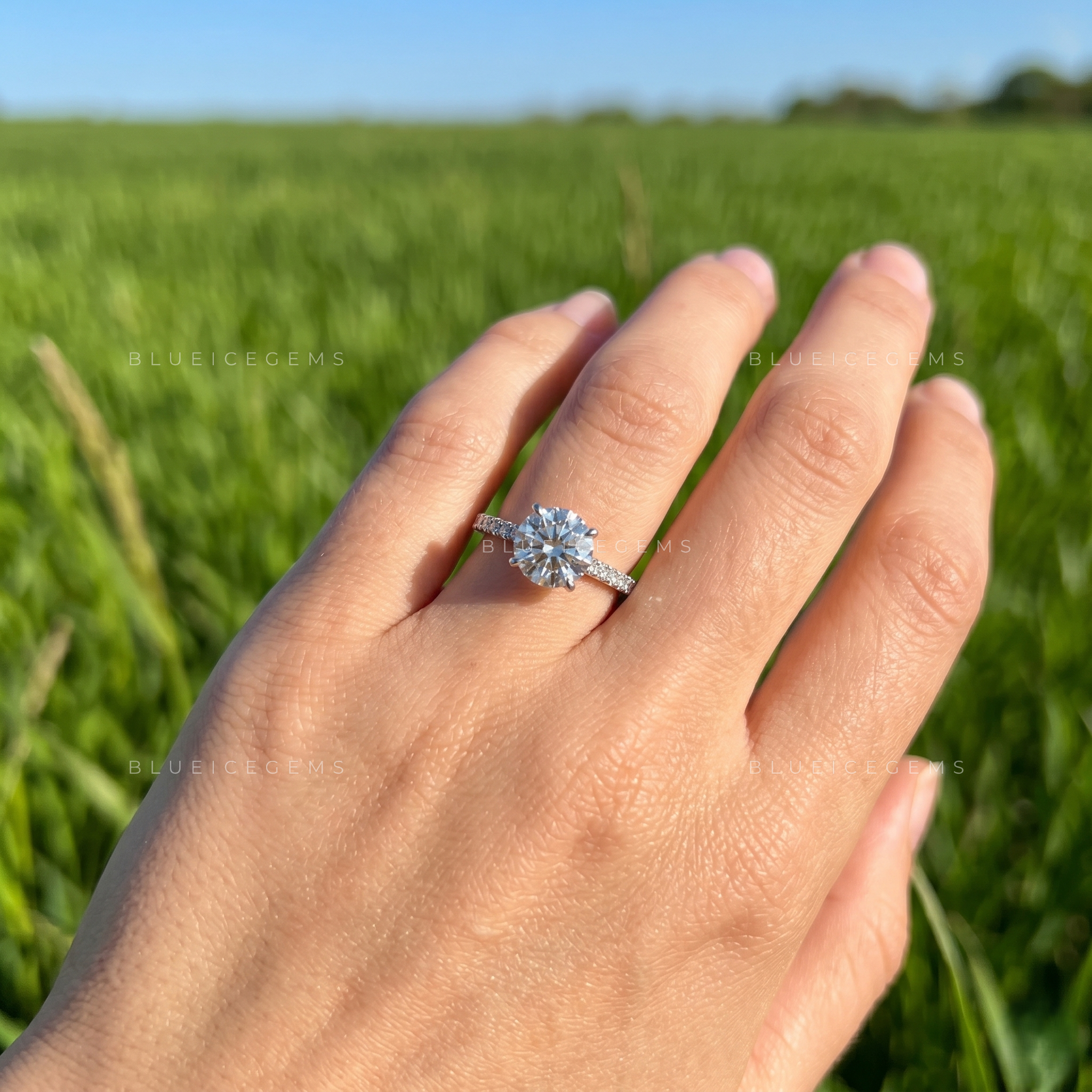 Celestial Radiance Round Cut Double Halo Statement Proposal Ring