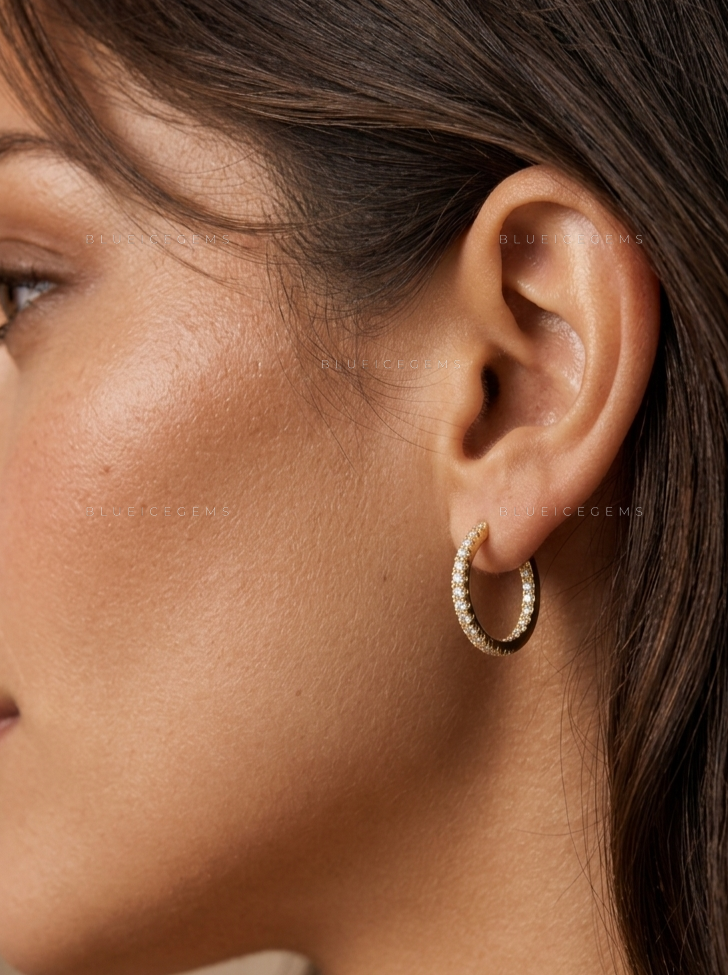 Micro Pavé Diamond Hoop Earrings