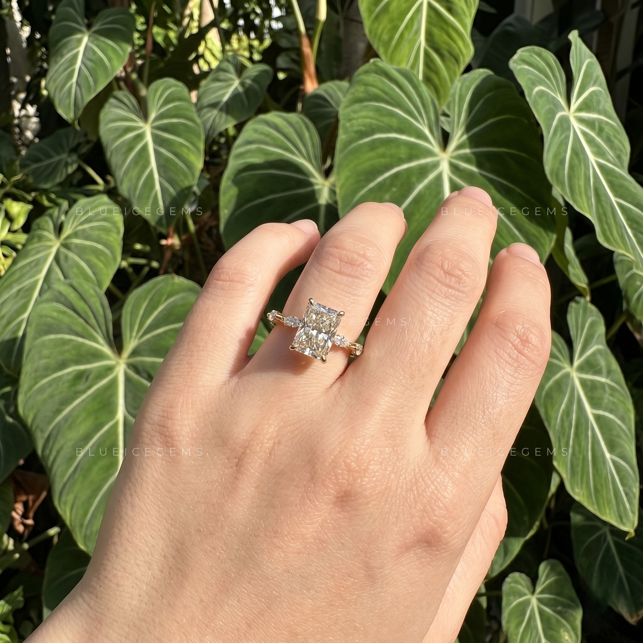 Radiant Cut Hidden Halo Pave Engagement Ring