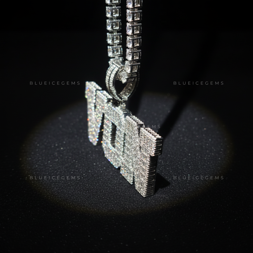 "VON" Custom Iced-Out Block Name Pendant