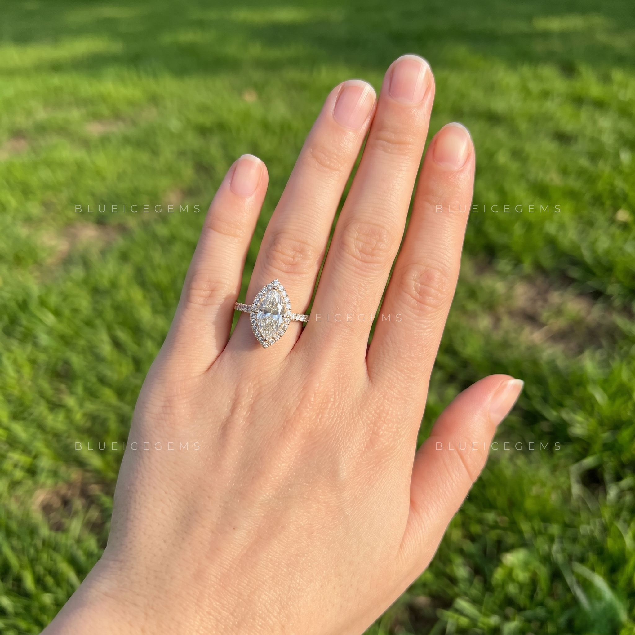 Elegance Personified Marquise Cut Halo Solitaire Engagement Ring
