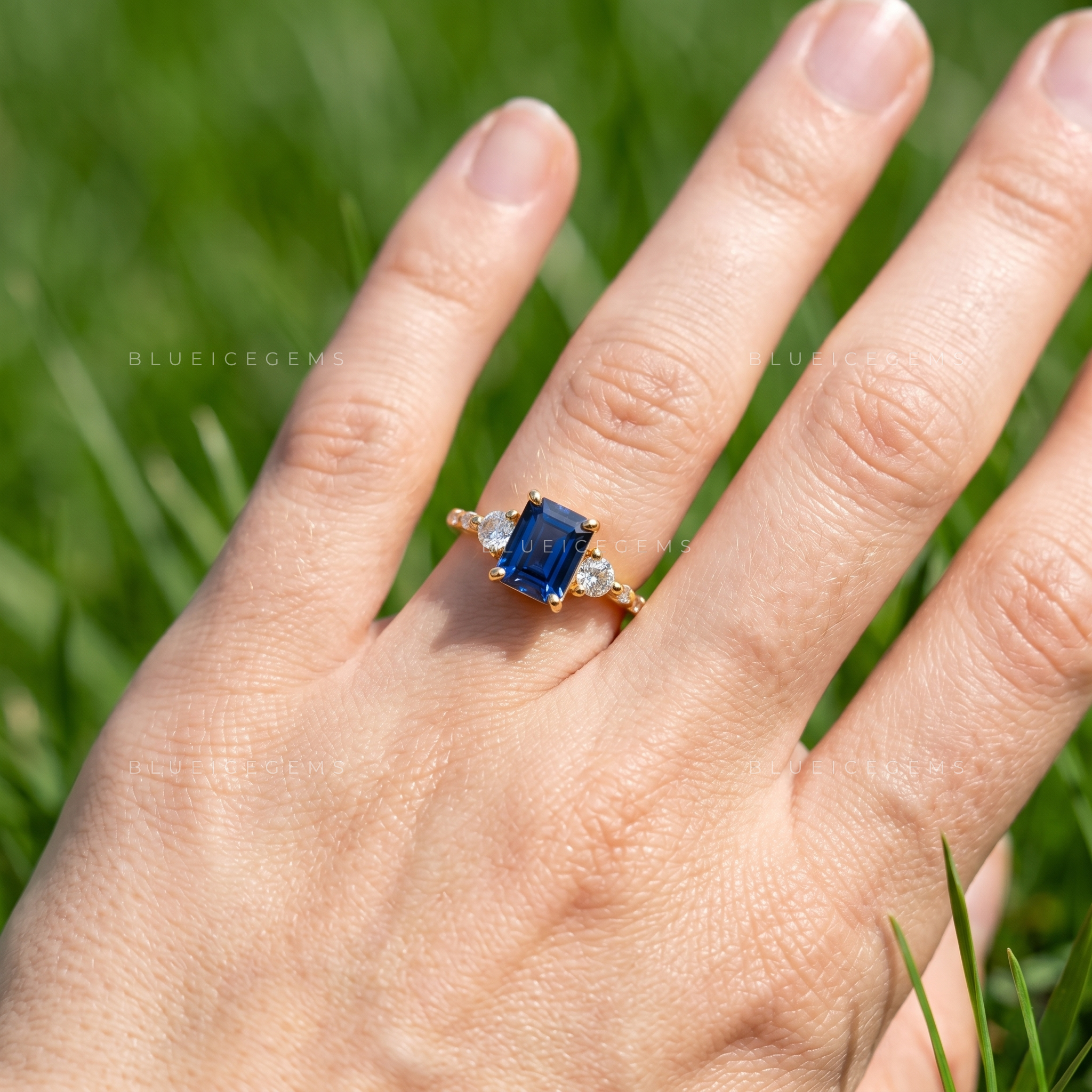 The "Azure Essence" Oval Sapphire Trilogy: Radiant Birthstone Statement