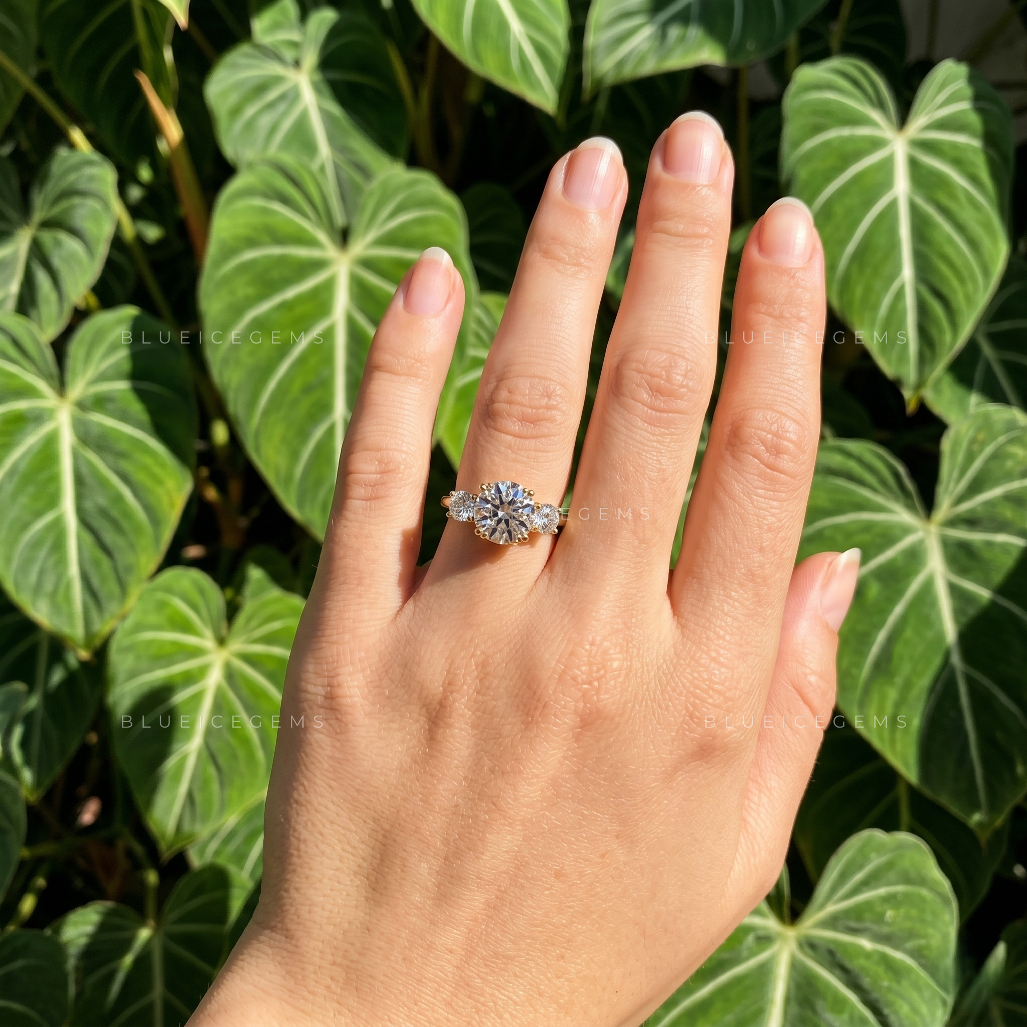 Eternal Harmony Round Cut Three Stone Trilogy Engagement Ring
