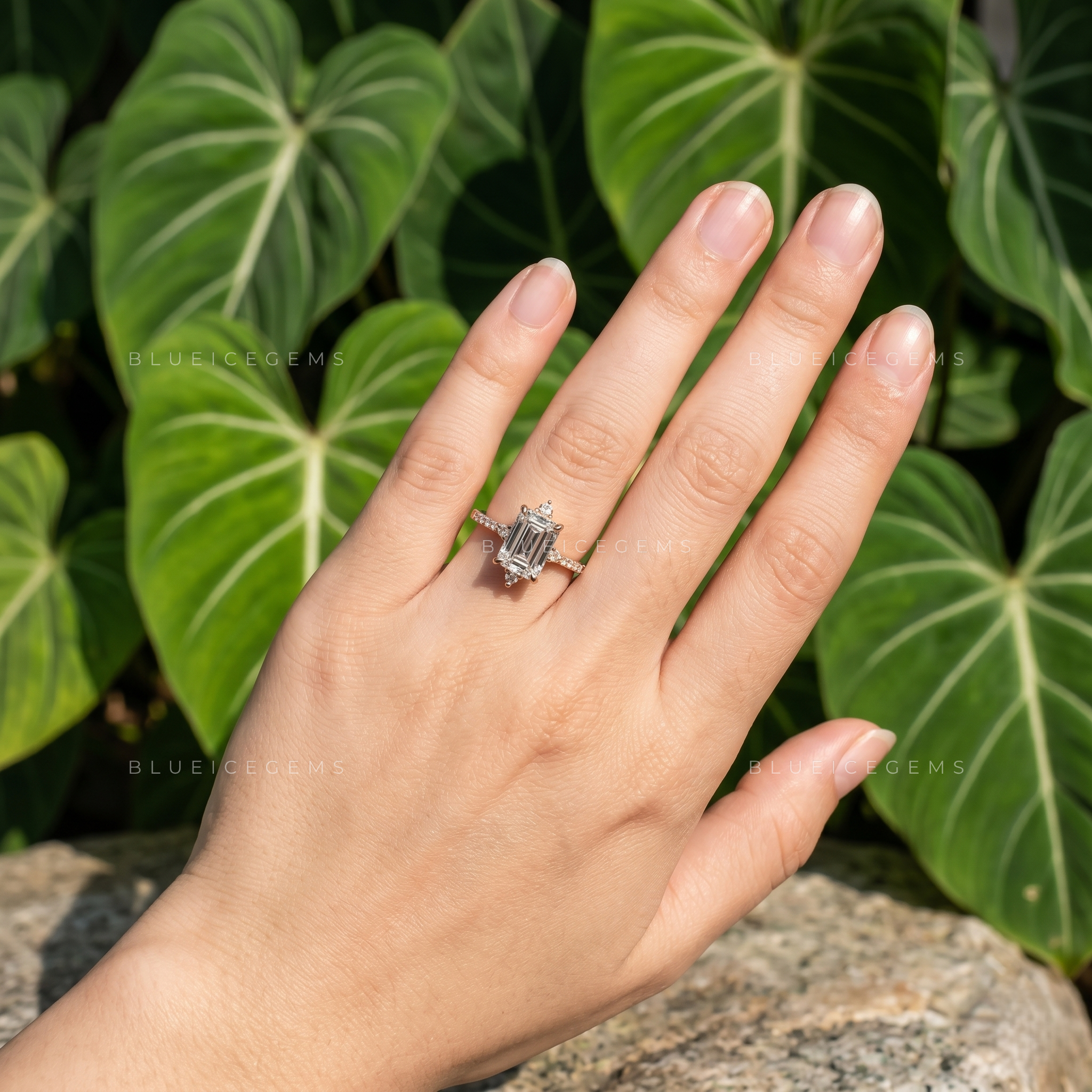Enchanting Heritage Vintage Style Emerald Cut Engagement Ring