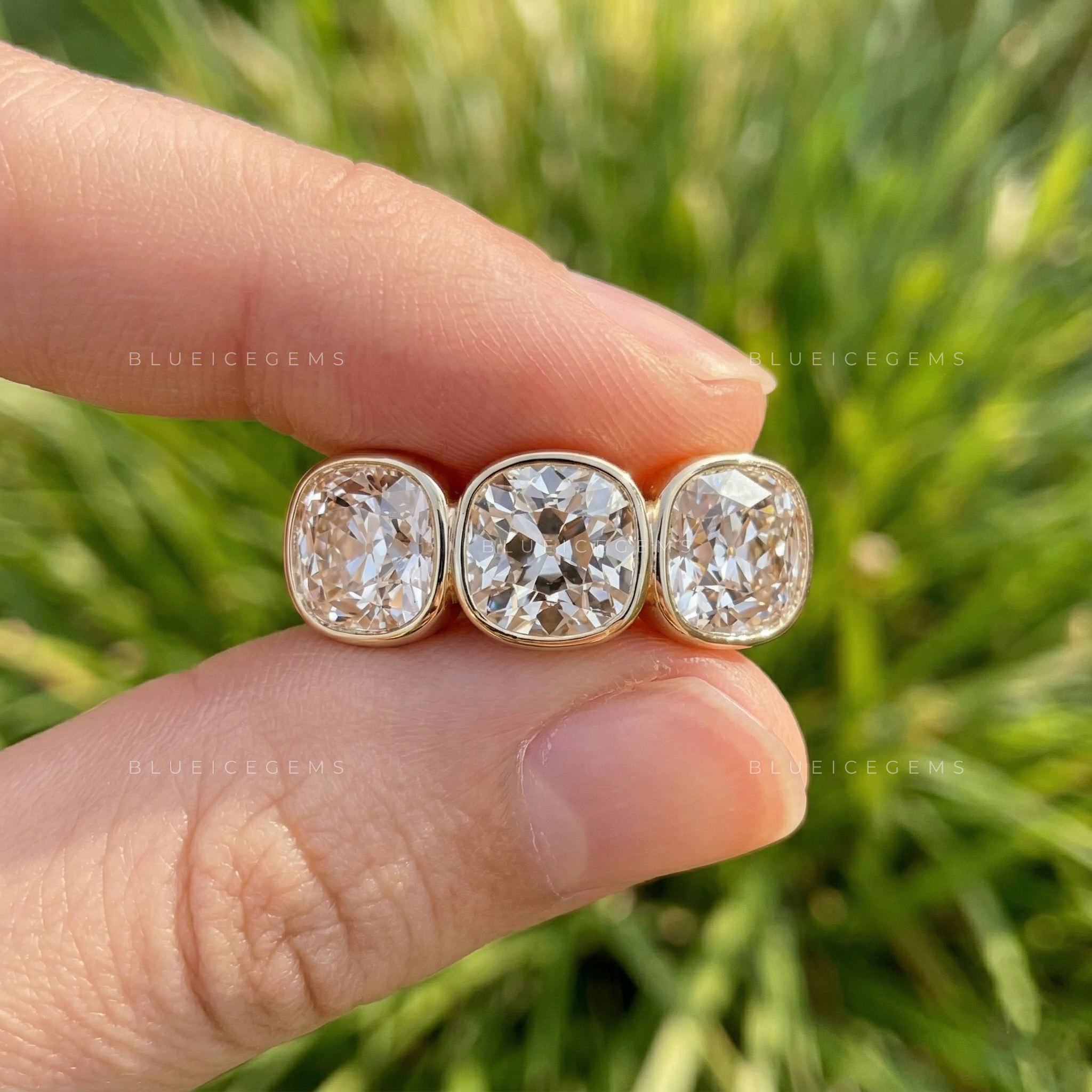 Vintage Grandeur Cushion Old European Cut Lab Diamond Ring