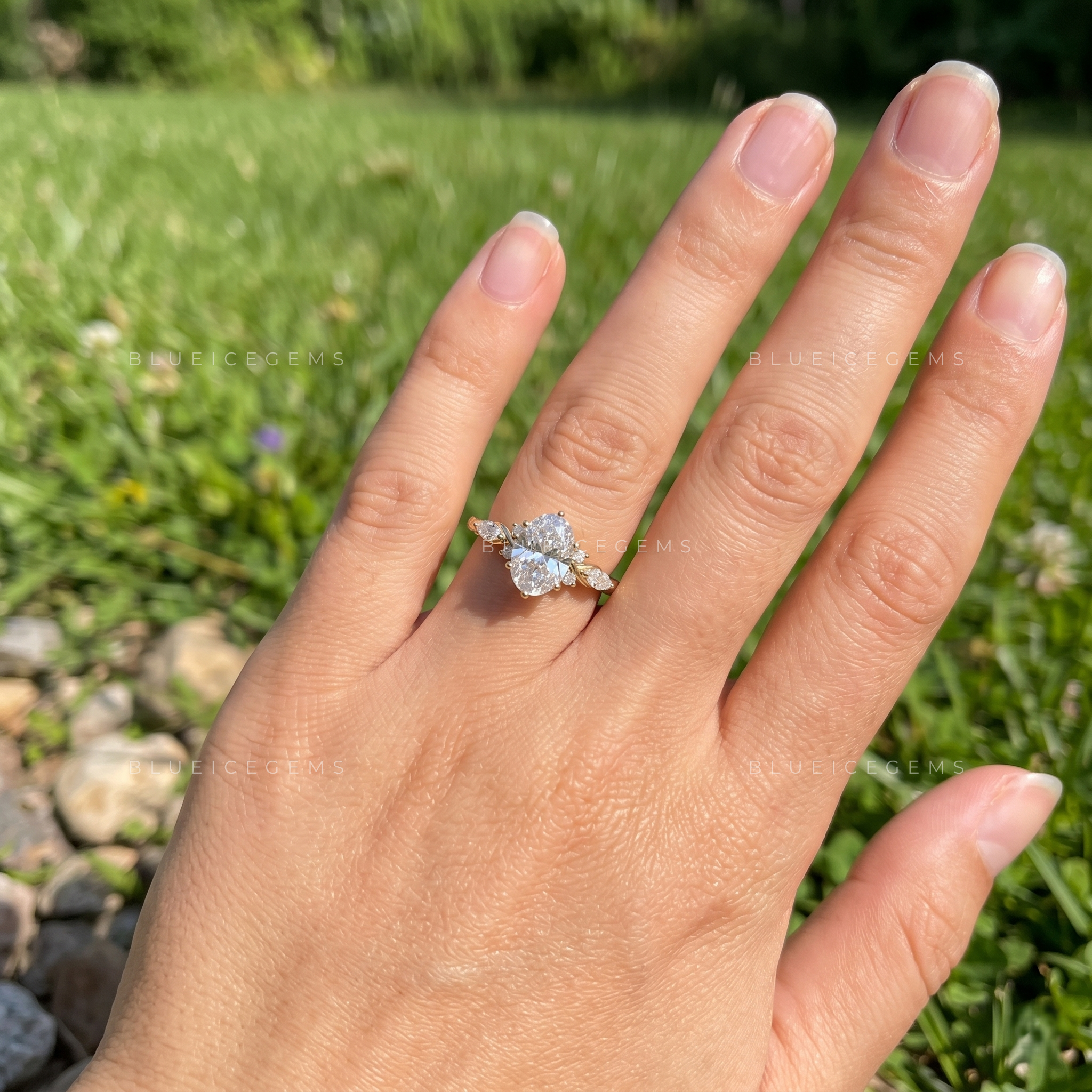 Ethereal Whispers Oval Cut Delicate Pave Accent Engagement Ring