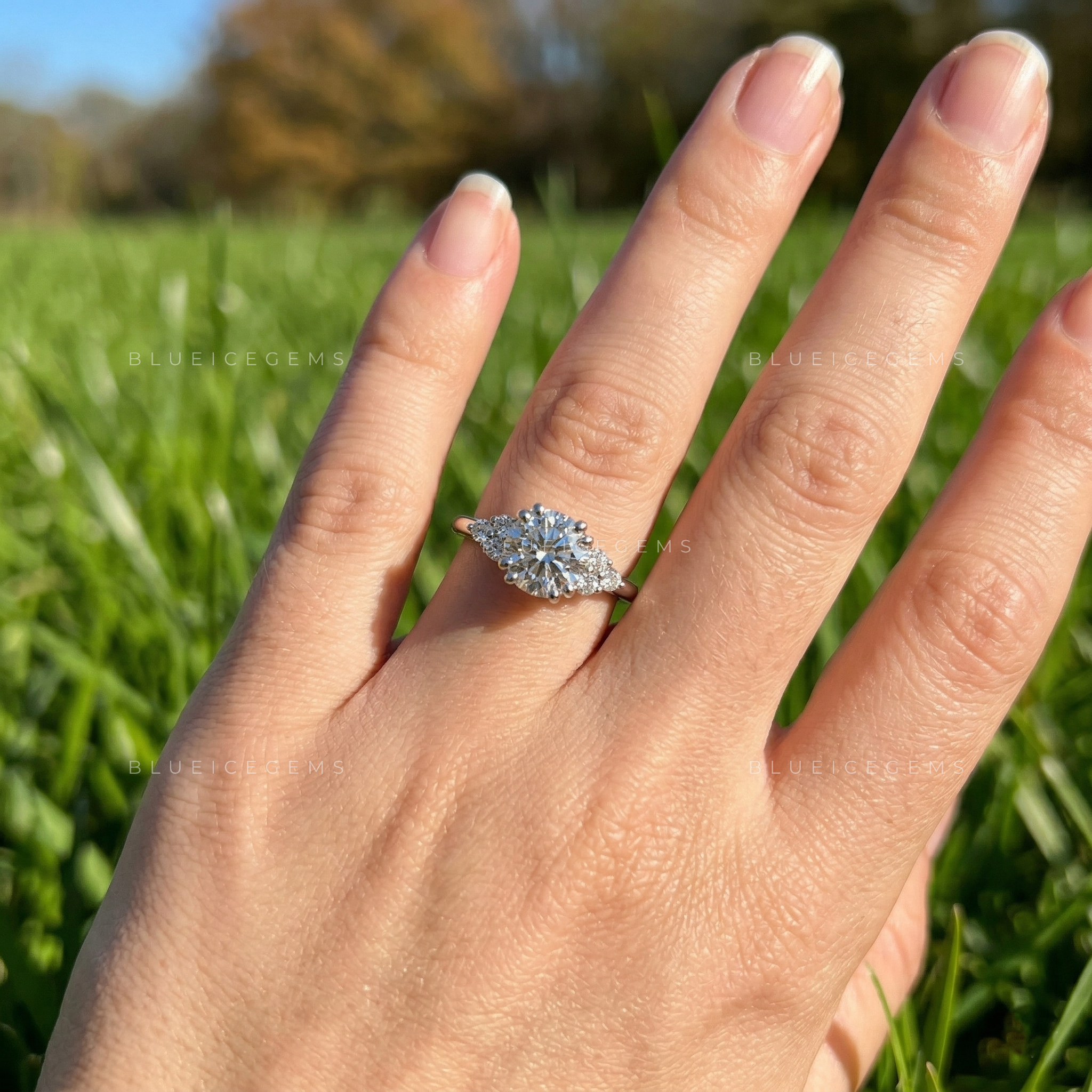 Celestial Fire Round Brilliant Cut Pavé Engagement Ring