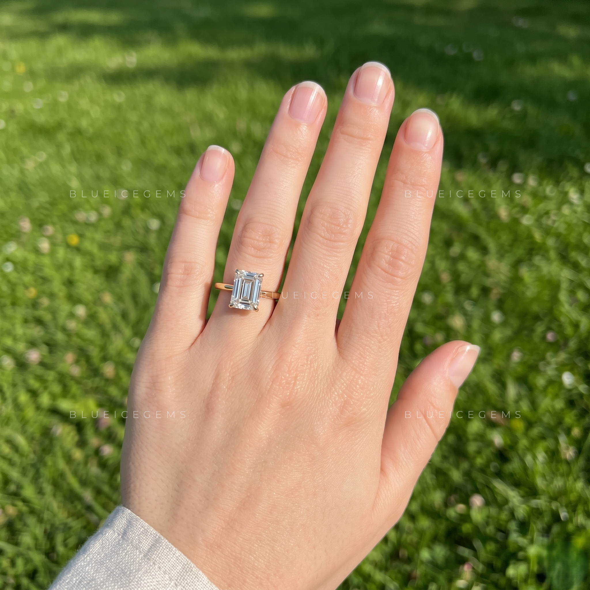 Regal Brilliance Emerald Cut Solitaire Engagement Ring
